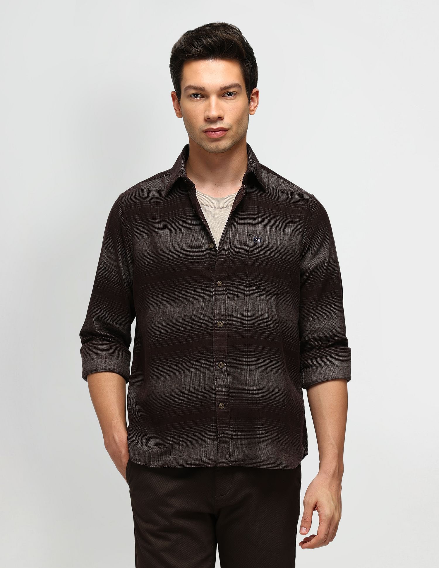 Arrow Sport Lightweight Corduroy Pin Striped Shirt
