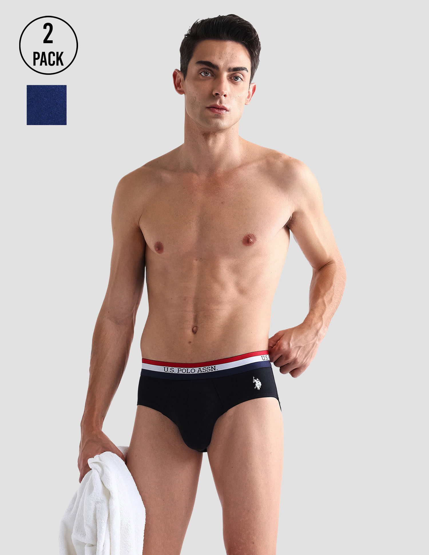 USPA Innerwear Striped Waistband EB002 Briefs - Pack Of 2