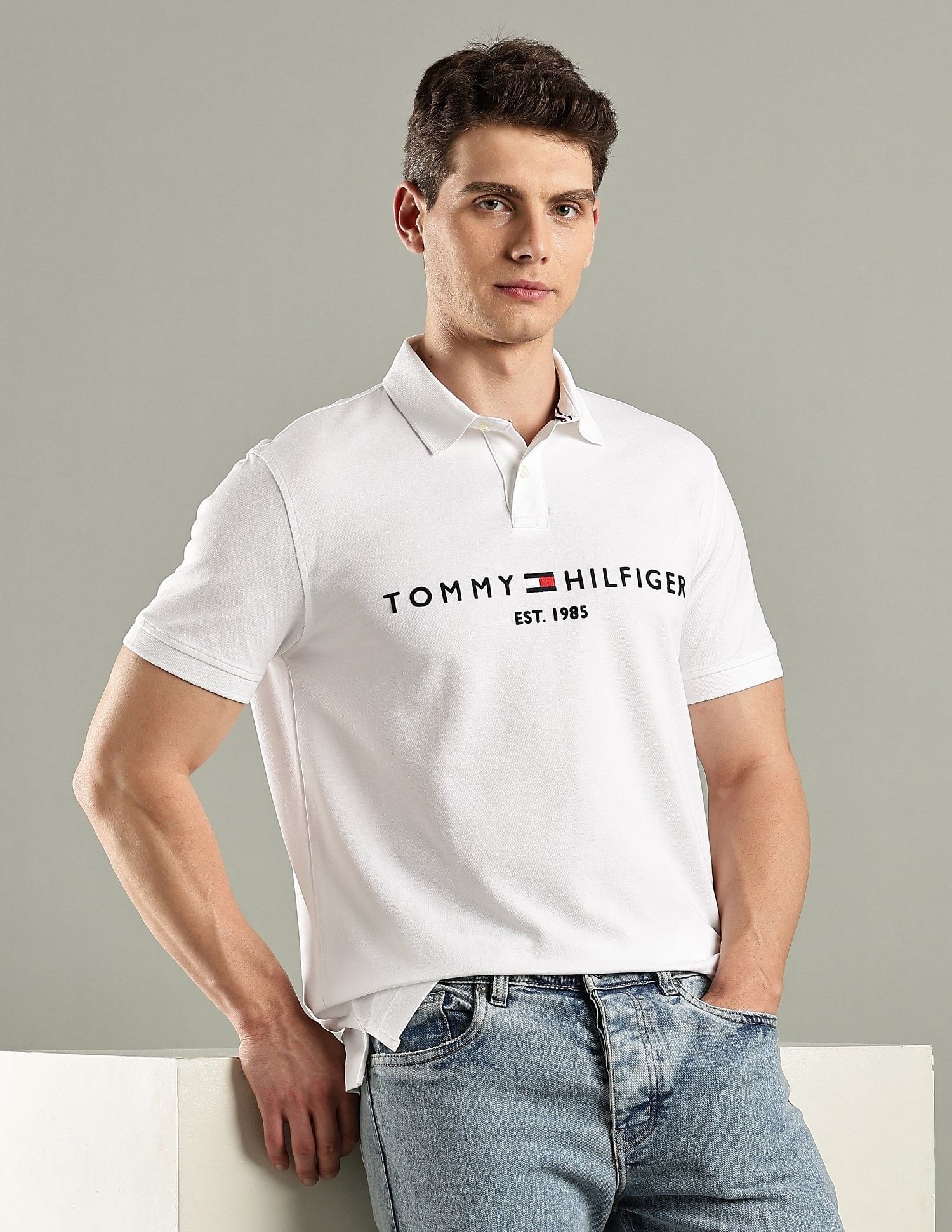 Tommy Hilfiger Embroidered Logo Regular-Fit Cotton Polo T-Shirt