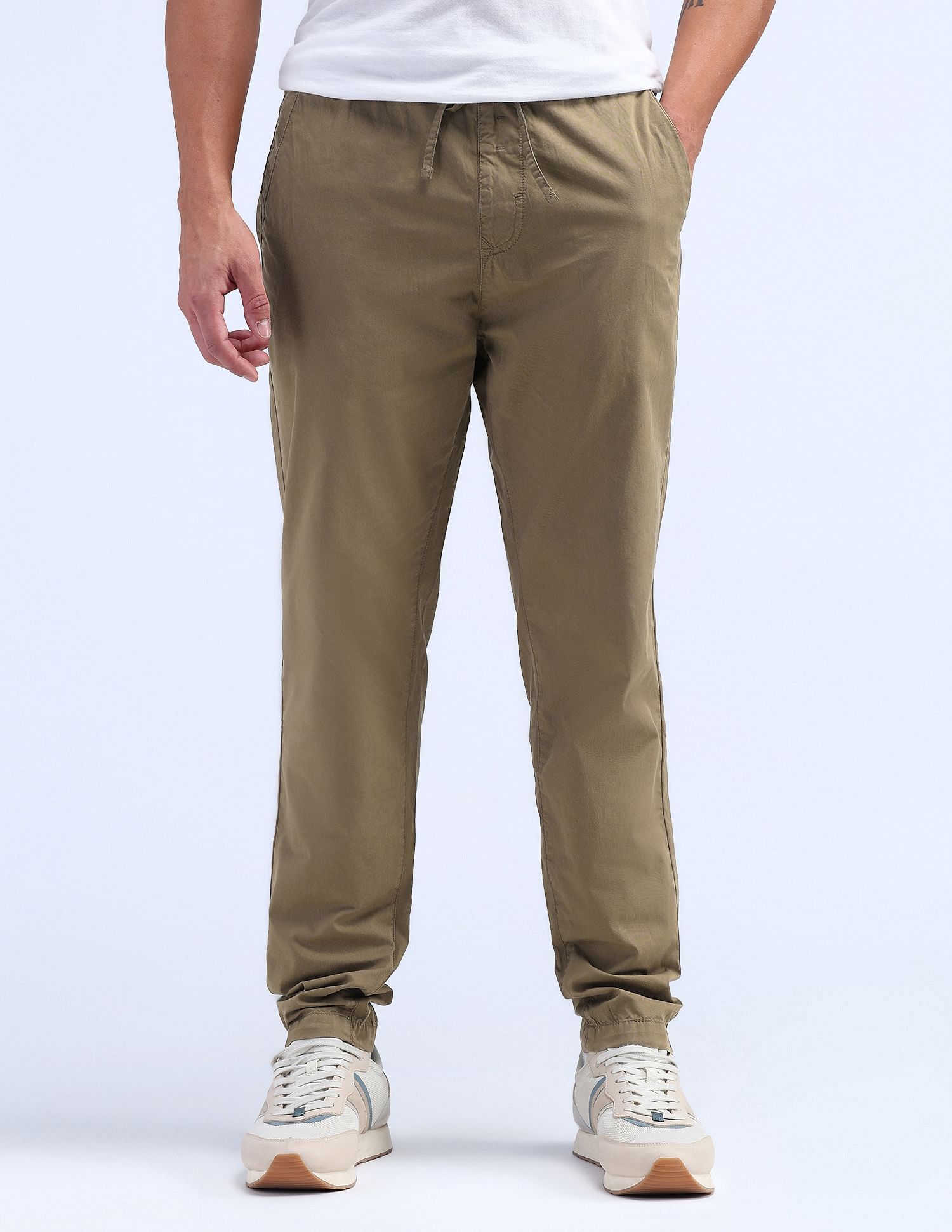 Flying Machine Relaxed Tapered Fit Solid Trousers