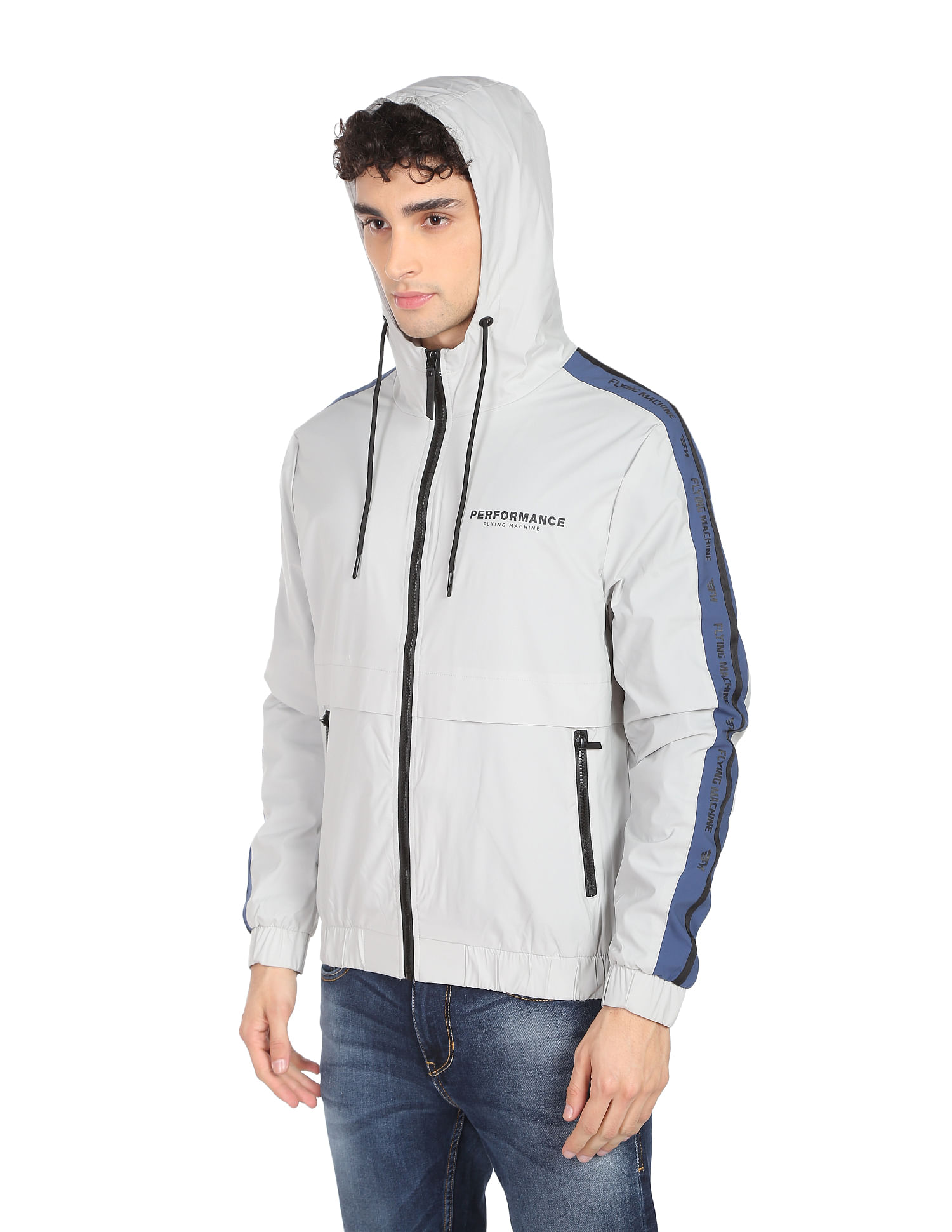 flying machine panelled zip front jacket