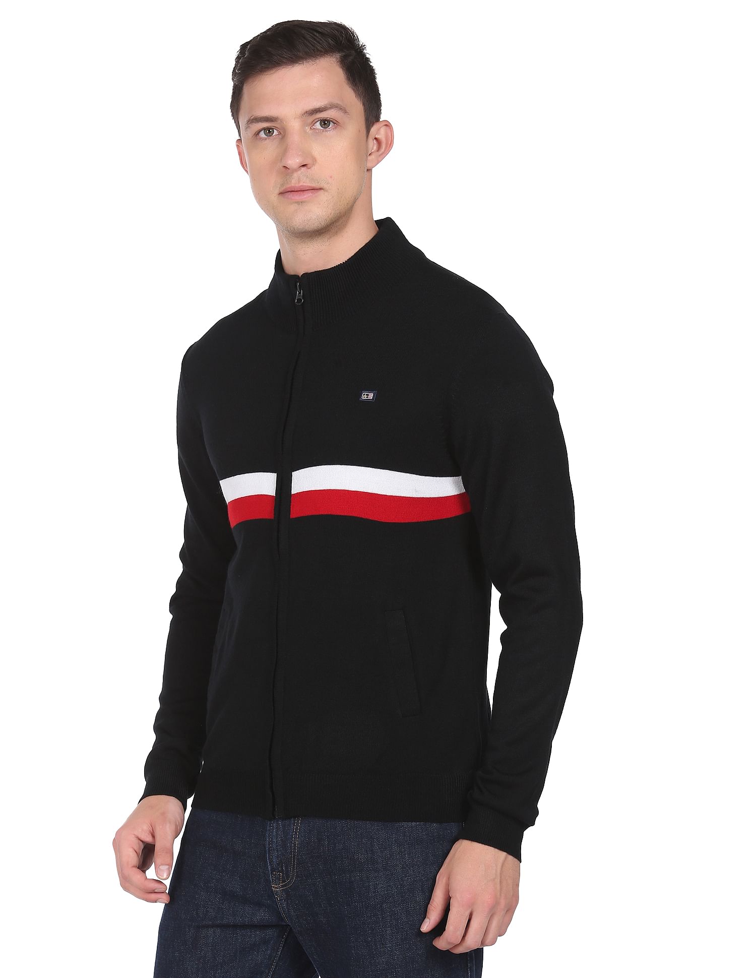 Arrow Sports Contrast Stripe Acrylic Sweater