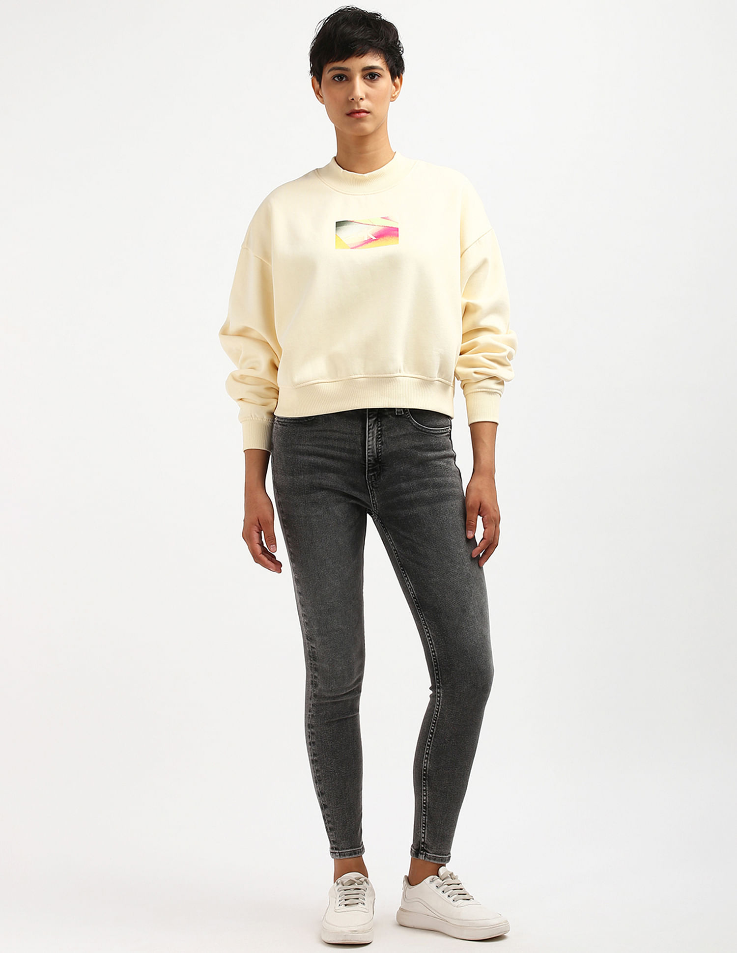Calvin Klein Illuminated Box Logo Crew Neck Sweatshirt