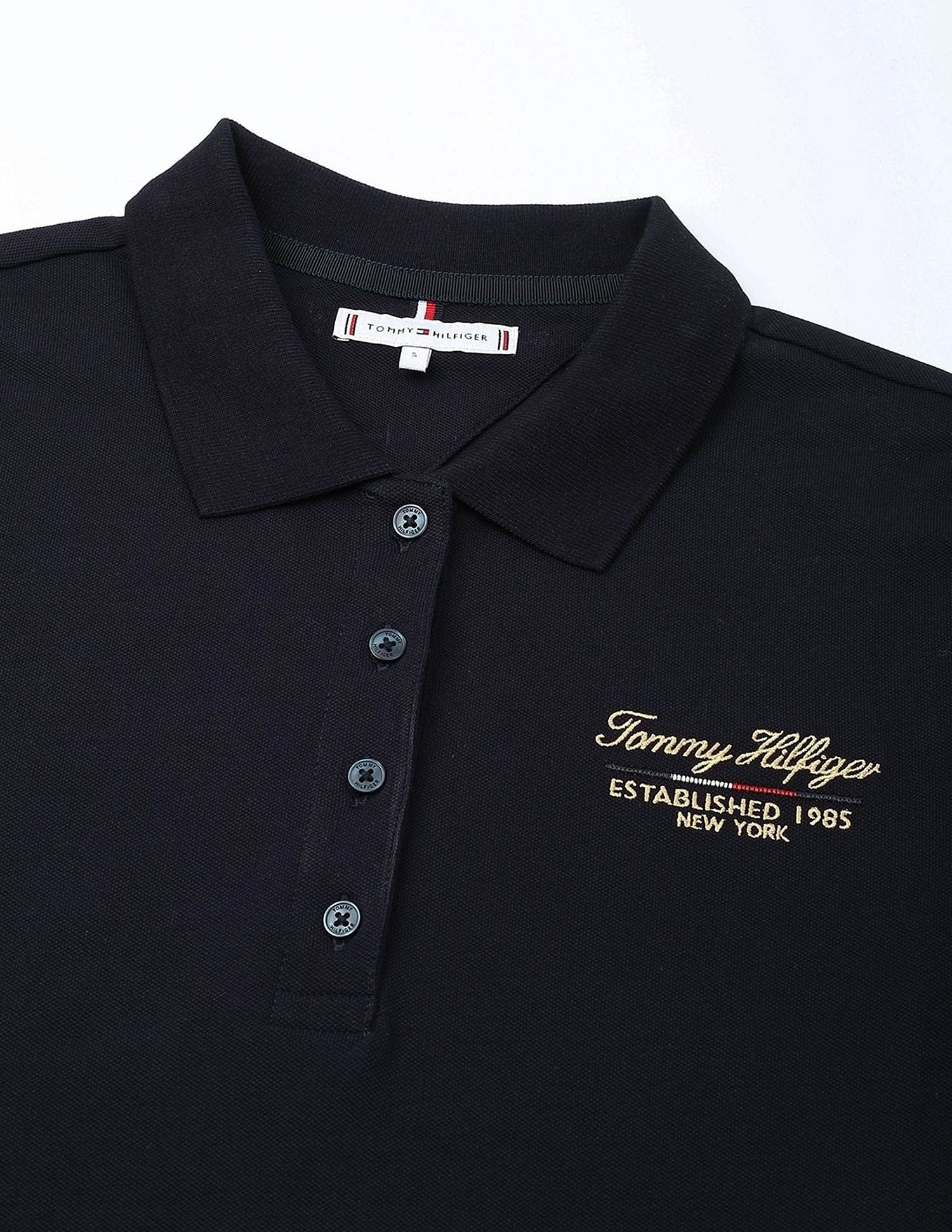 Tommy Hilfiger Womens Blue Solid Polo Shirt
