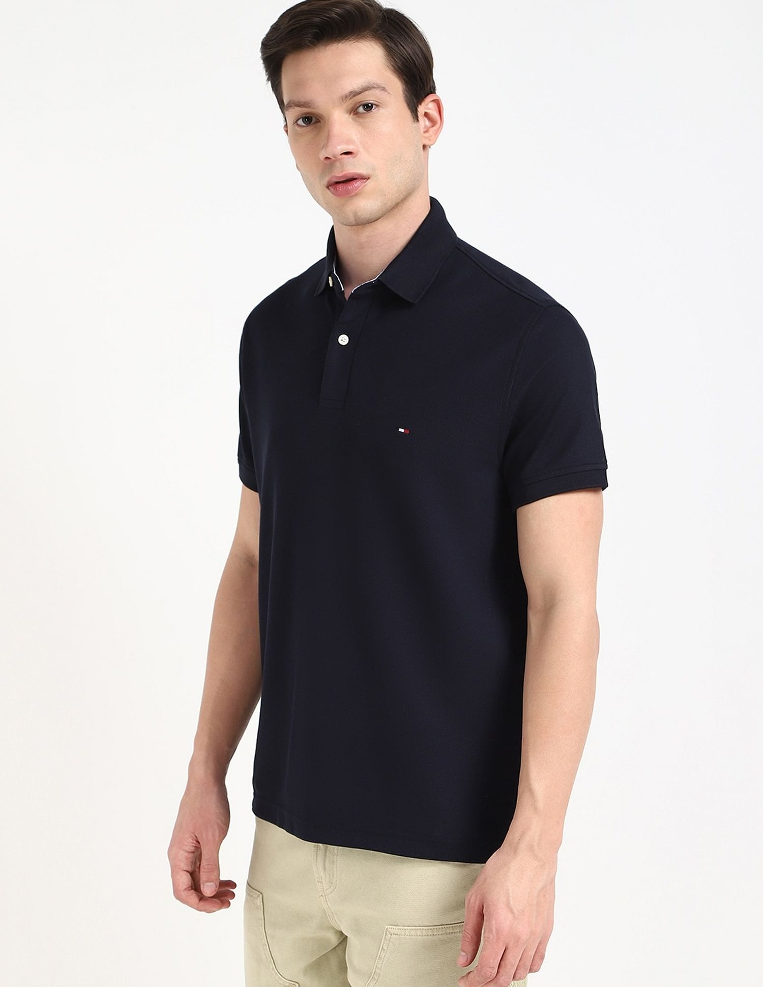 Tommy Hilfiger Solid Regular-Fit Cotton Polo Shirt