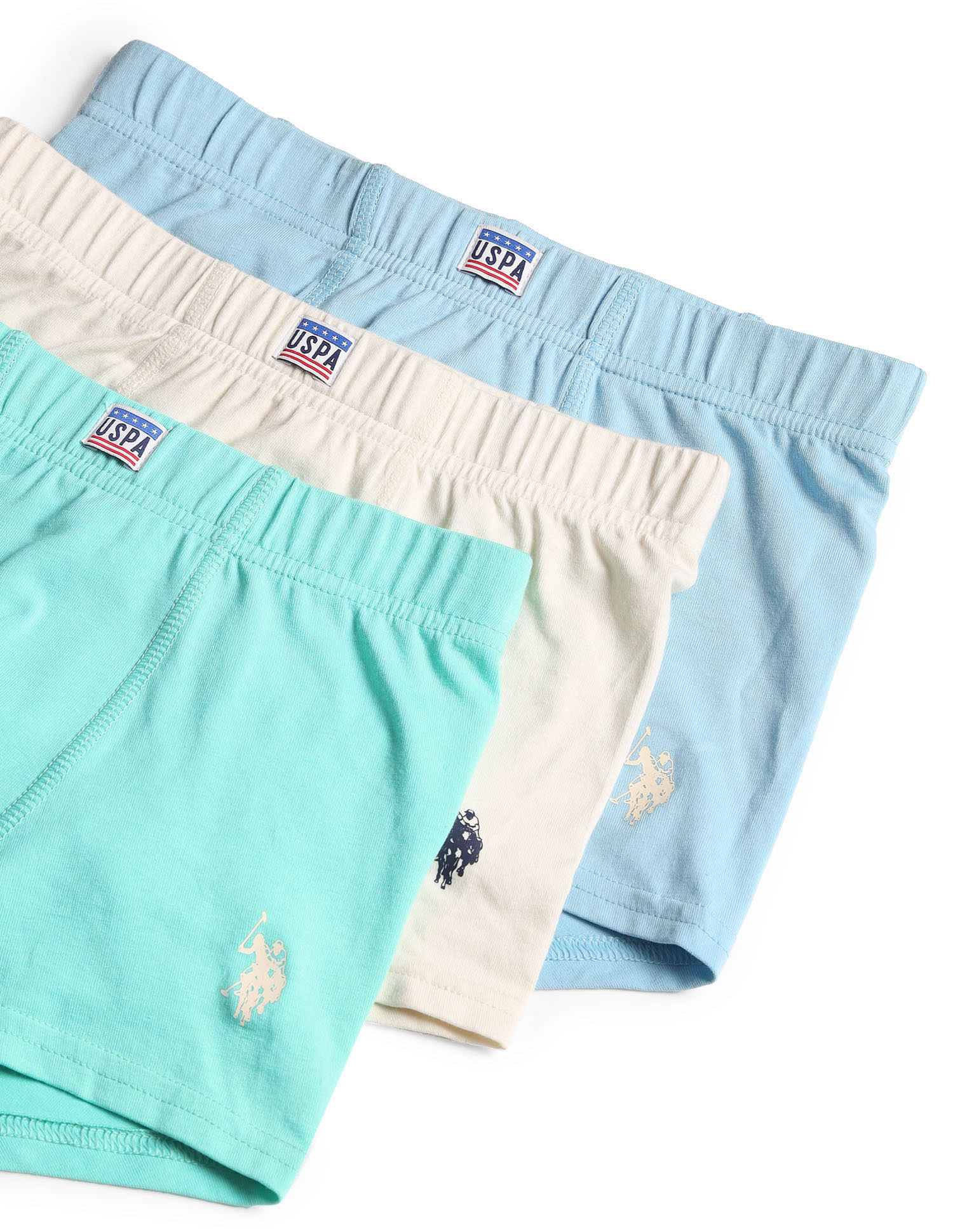 USPA Innerwear Boys Cotton Spandex Solid Trunks - Pack Of 3