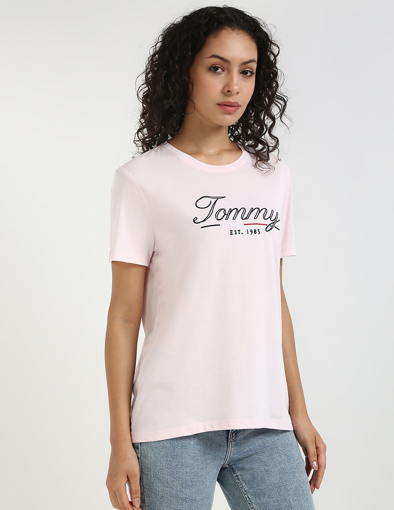 Tommy Hilfiger Pink Women's T-shirt for Gentle Look