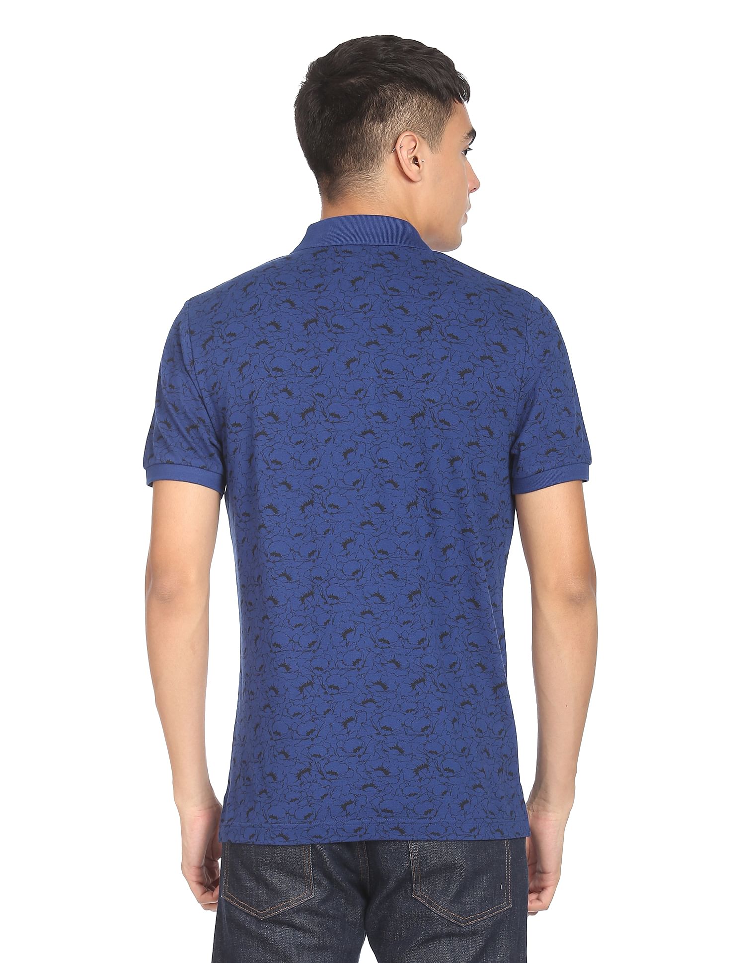 Flying Machine All Over Floral Print Cotton Polo Shirt