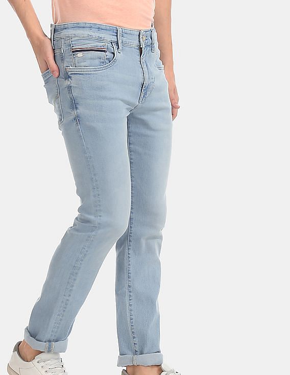 mens blue faded jeans