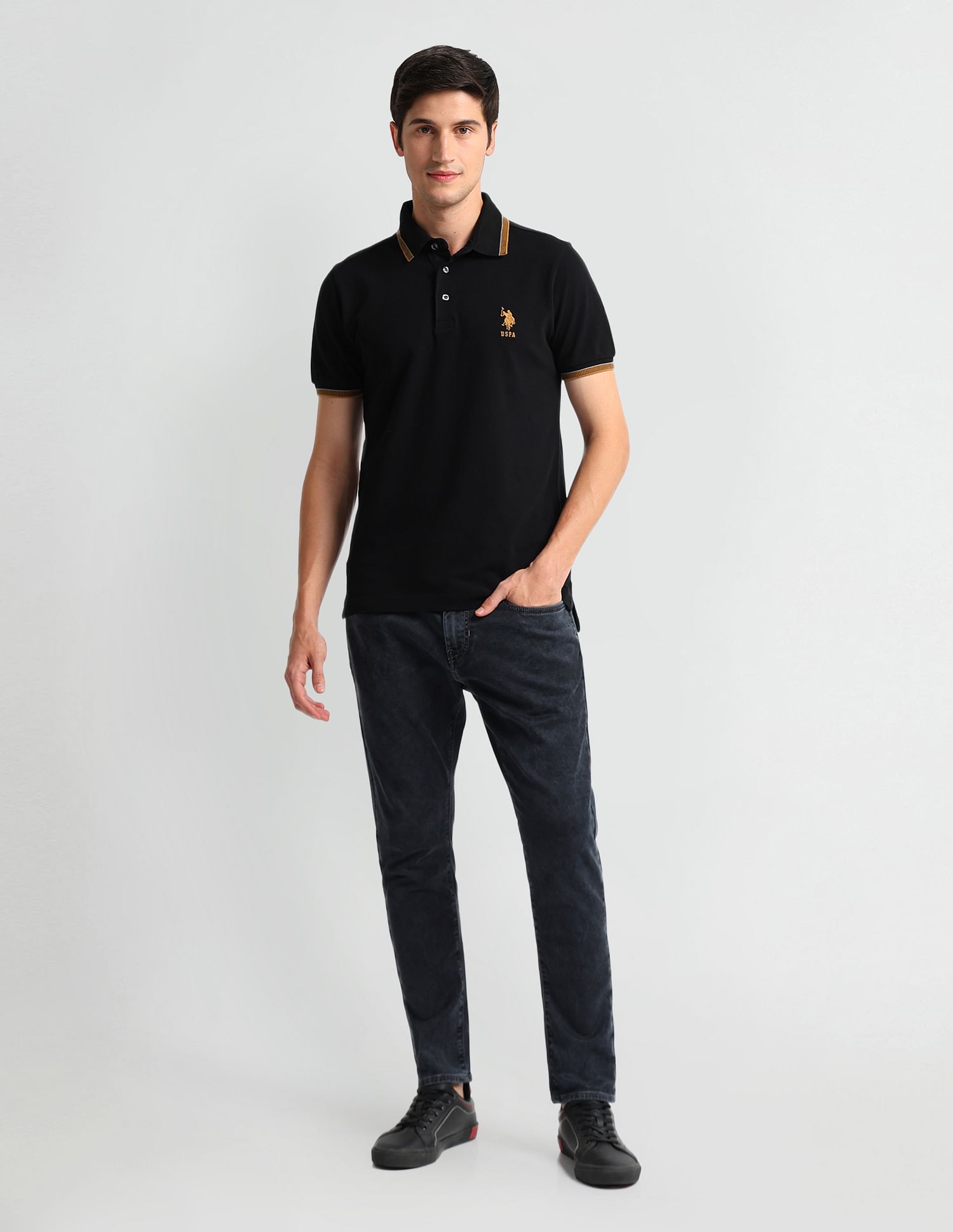 U.S. Polo Assn. Denim Co. Henry Tapered Cropped Fit Black Jeans