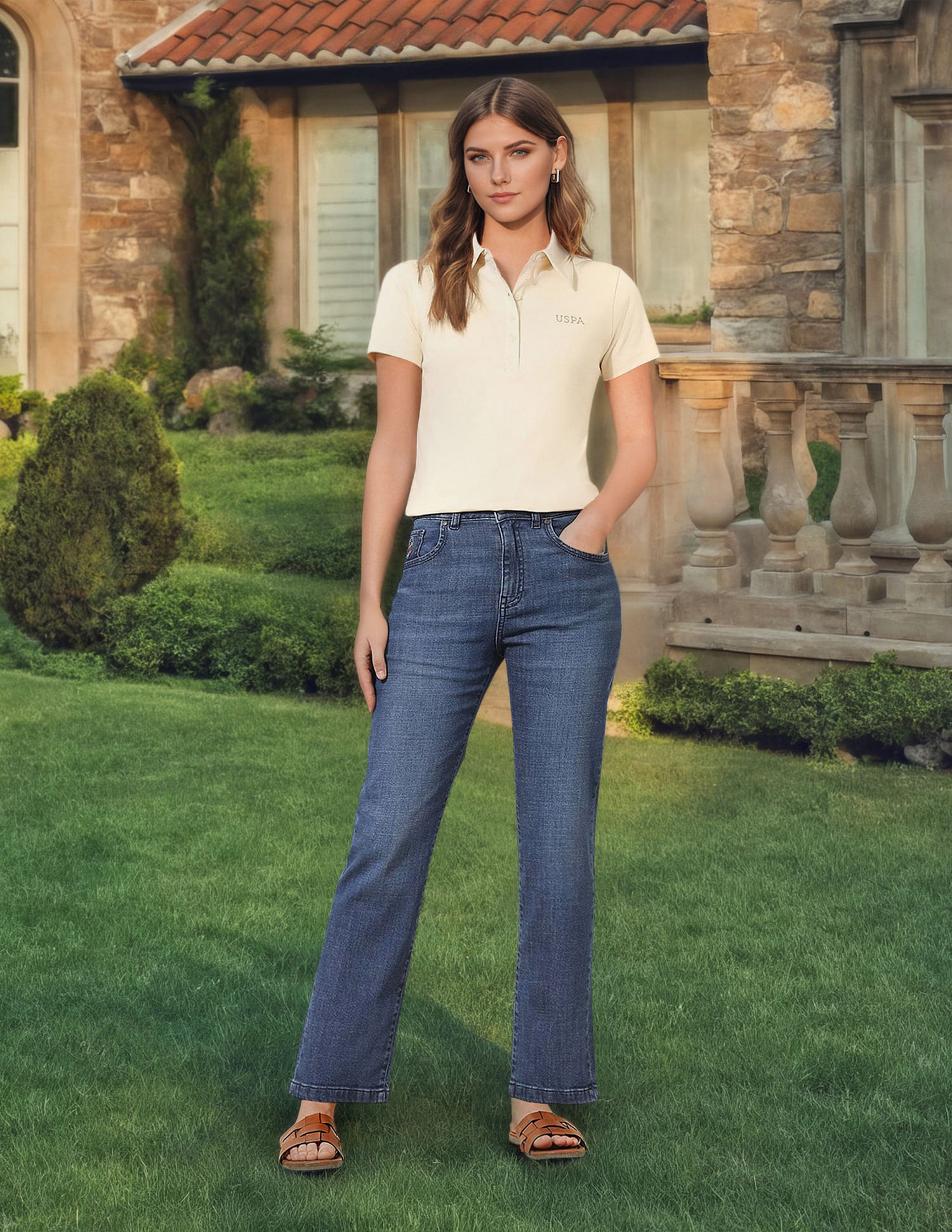 U.S. Polo Assn. Women High Rise Straight Fit Jeans