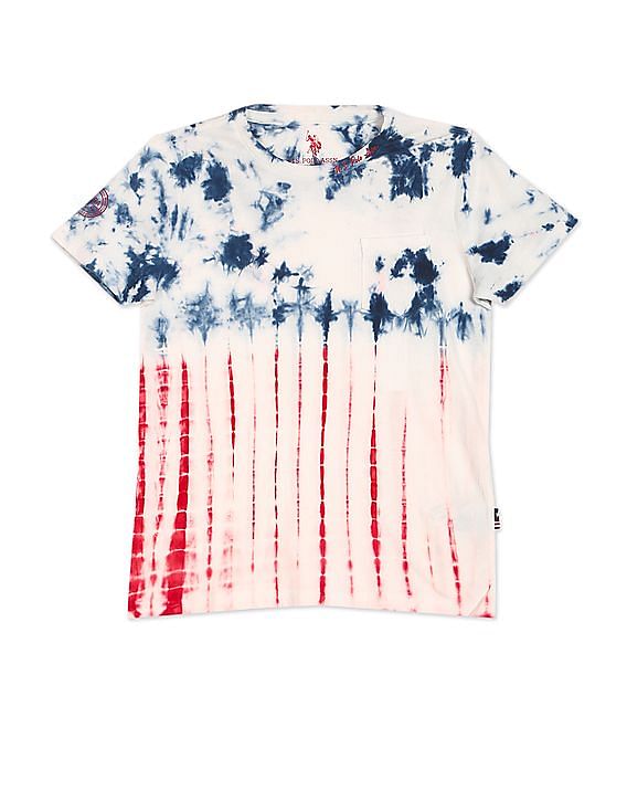 U.S. Polo Assn. Kids Boys White Patch Pocket Tie Dye T-Shirt