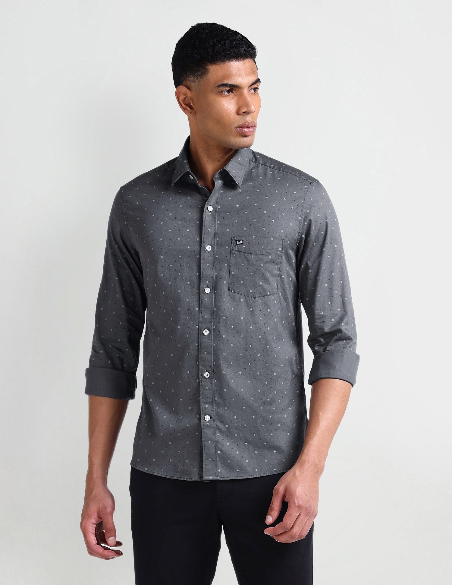 Arrow Sports Slim Fit Geometric Print Shirt
