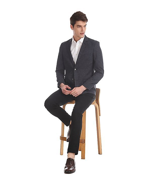AD by Arvind Tailored Regular Fit Patterned Weave Blazer