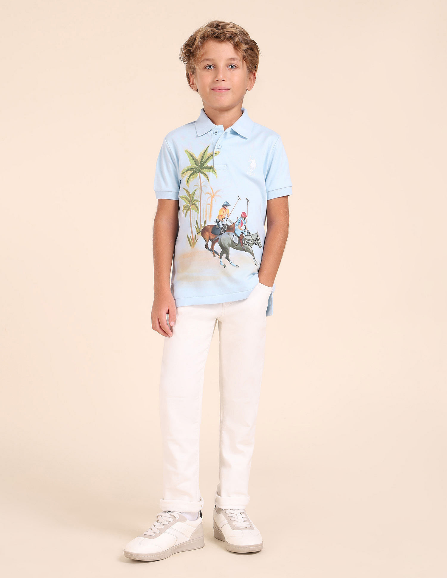 U.S. Polo Assn. Kids Boys Regular Fit Graphic Printed Polo Shirt