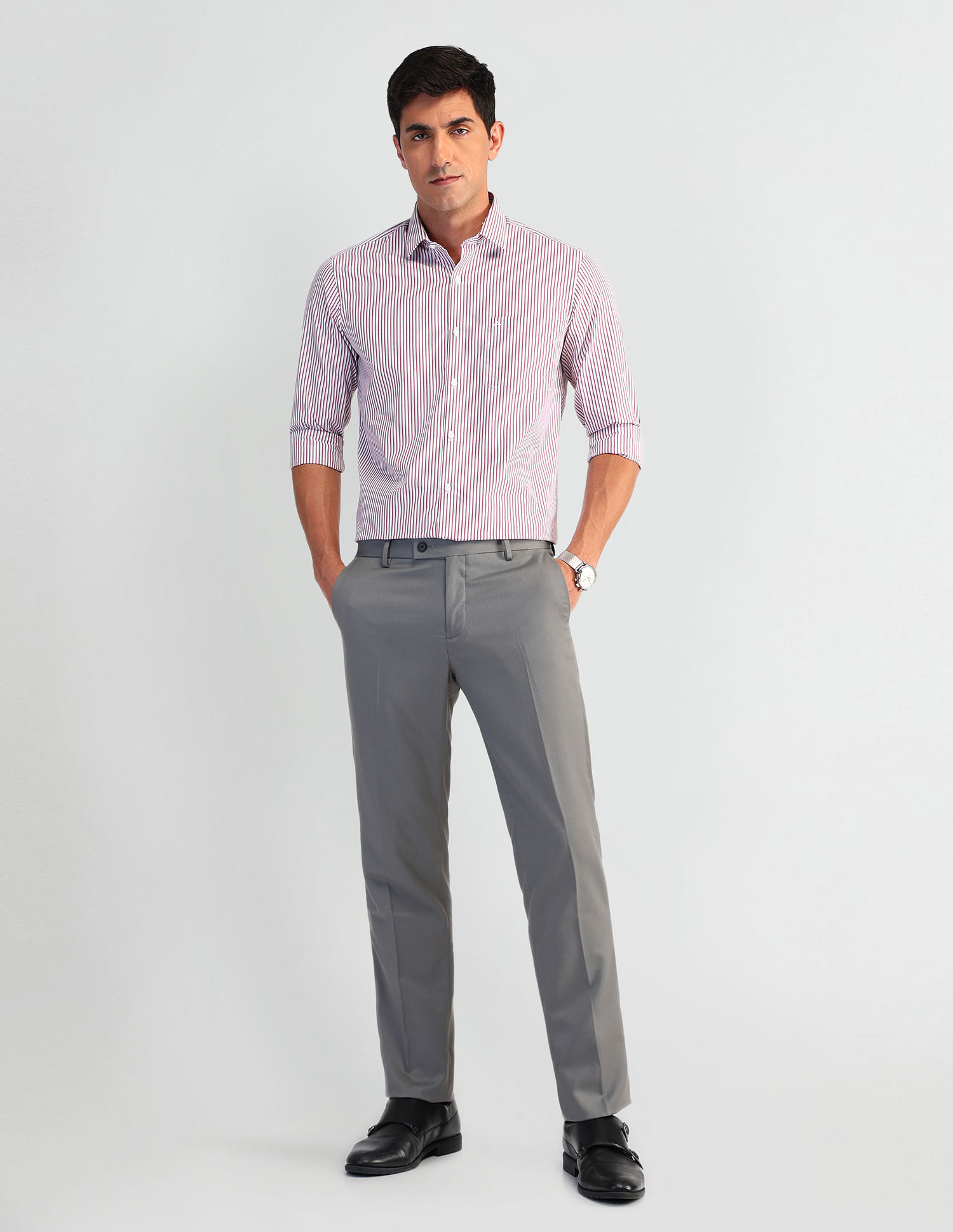 Arrow Vertical Stripe Manhattan Slim Fit Shirt