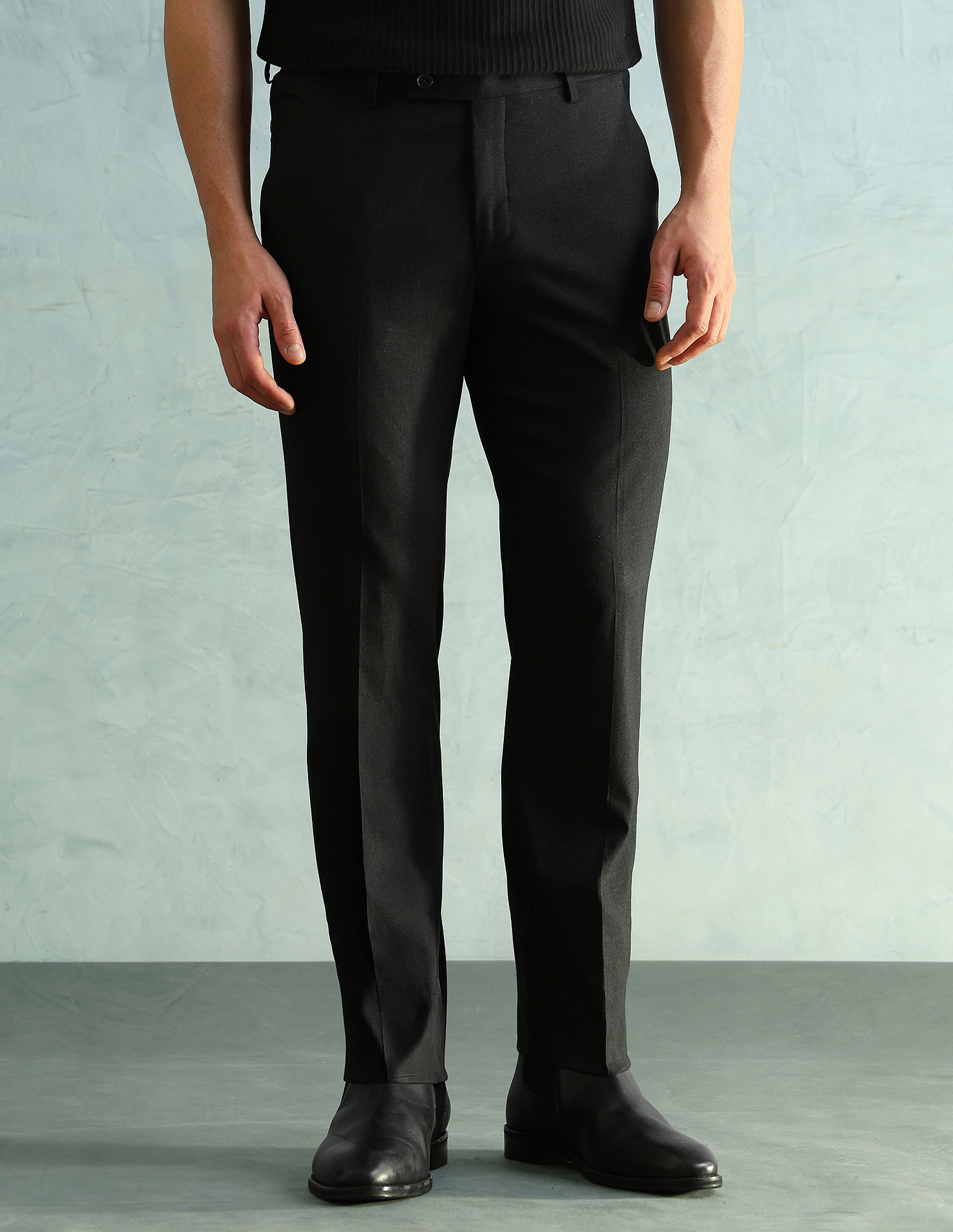Arrow Solid Slim Fit Formal Trousers