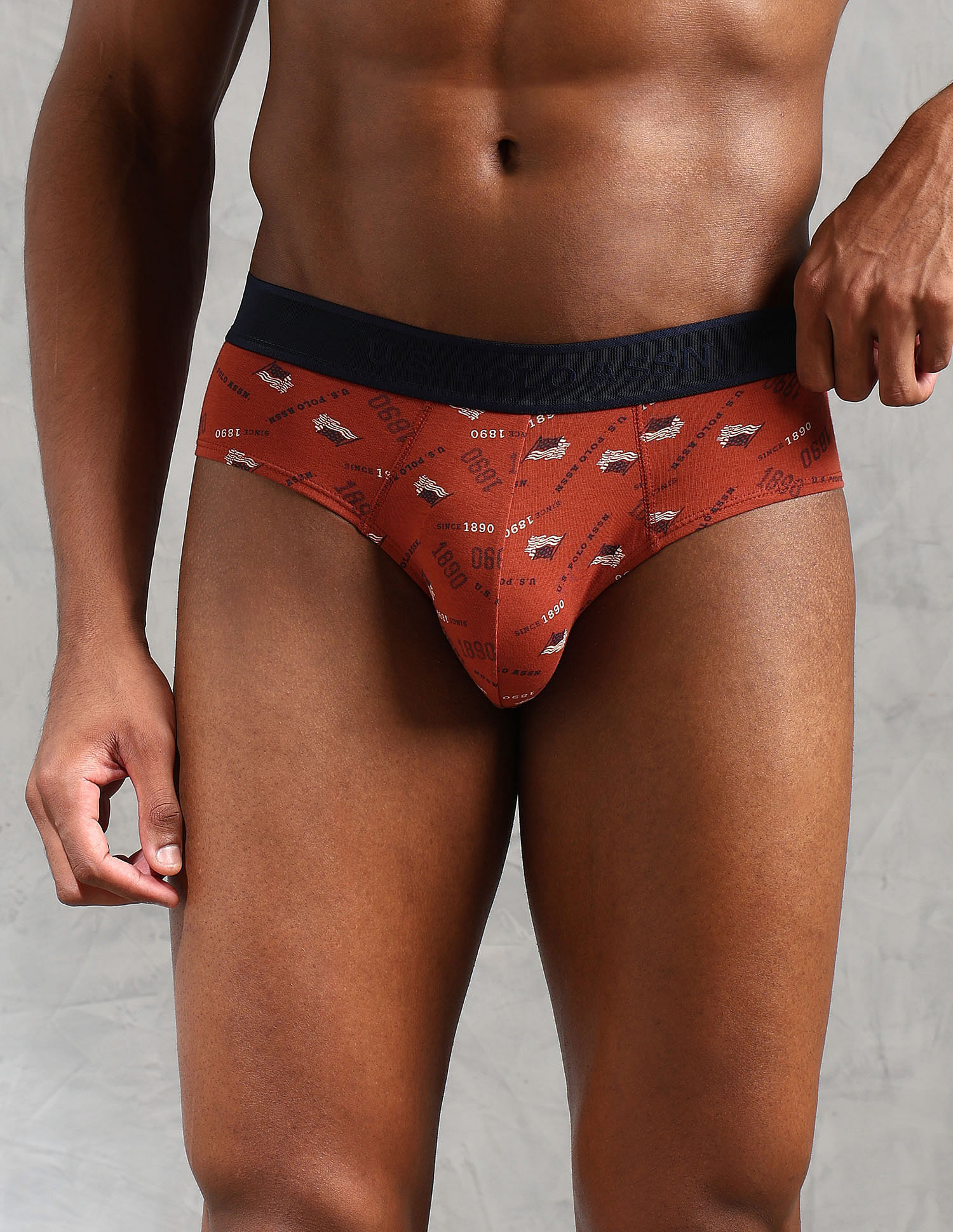 U.S. Polo Assn. Low Rise Printed OEB16 Briefs - Pack Of 3