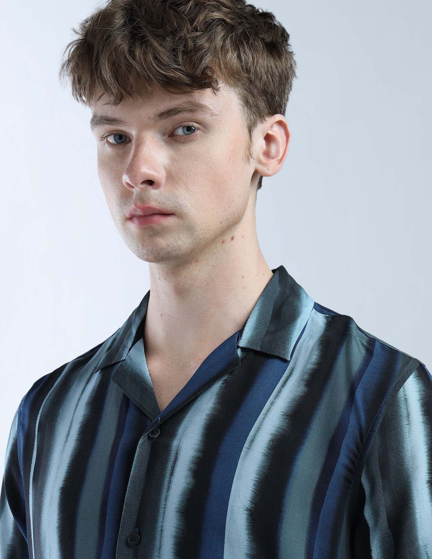 Flying Machine Regular Vertical Striped Digitopia Shirt