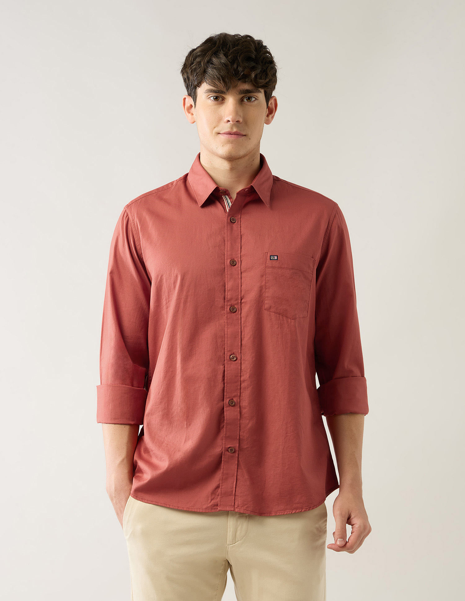Arrow Sport Solid Pure Cotton Tailored Fit Shirt