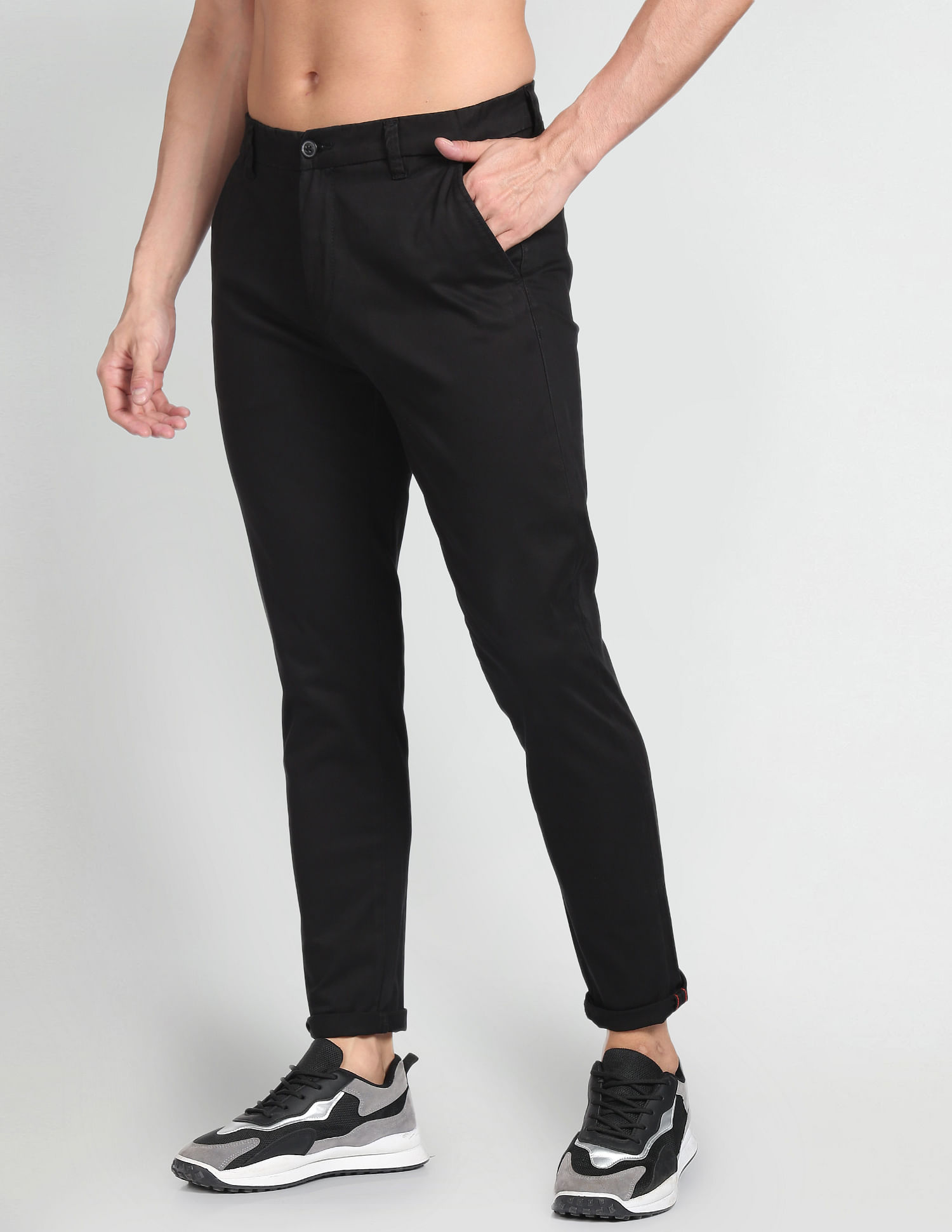 Flying Machine Mid Rise Slim Tapered Trousers