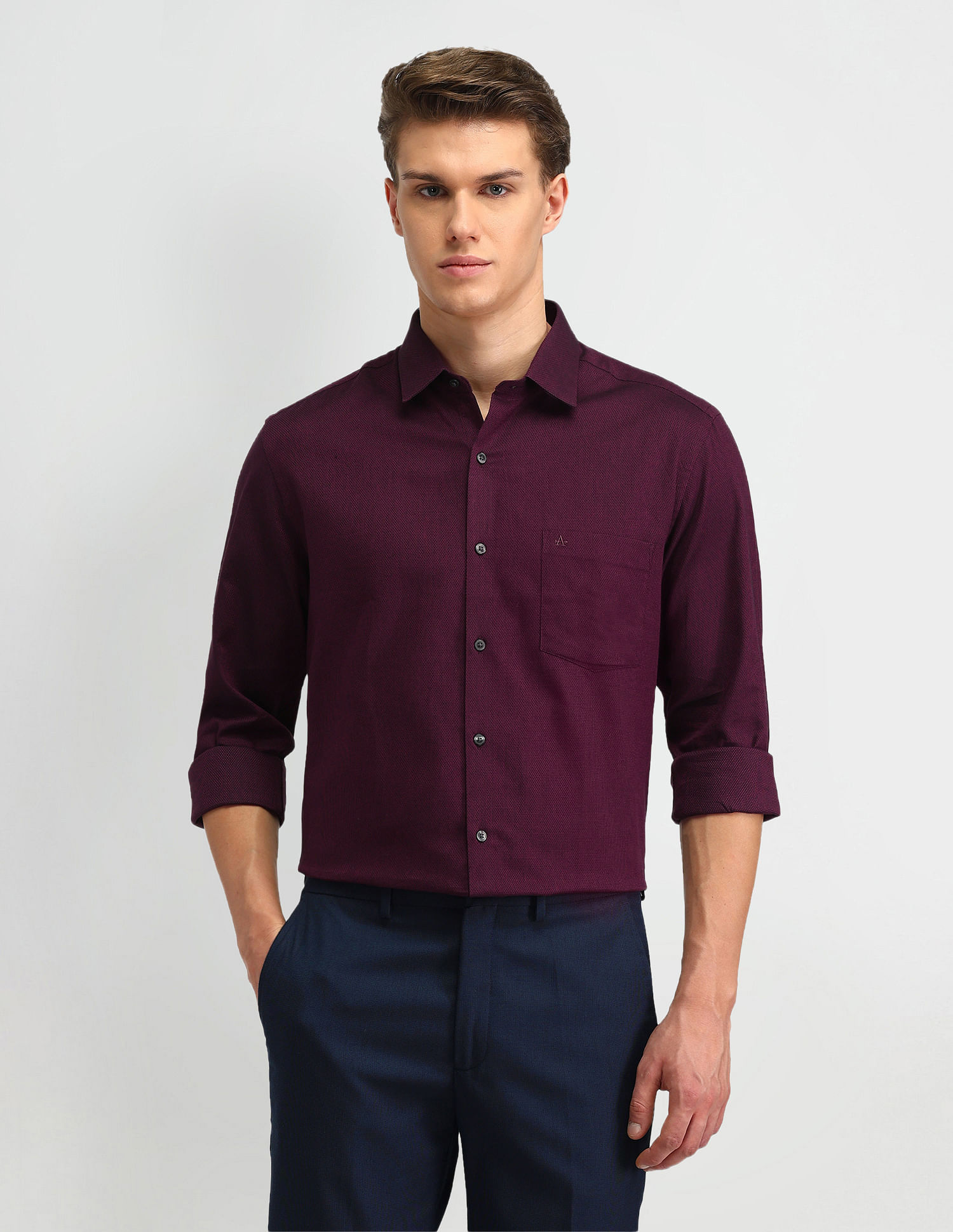 Arrow Solid Manhattan Slim Fit Shirt