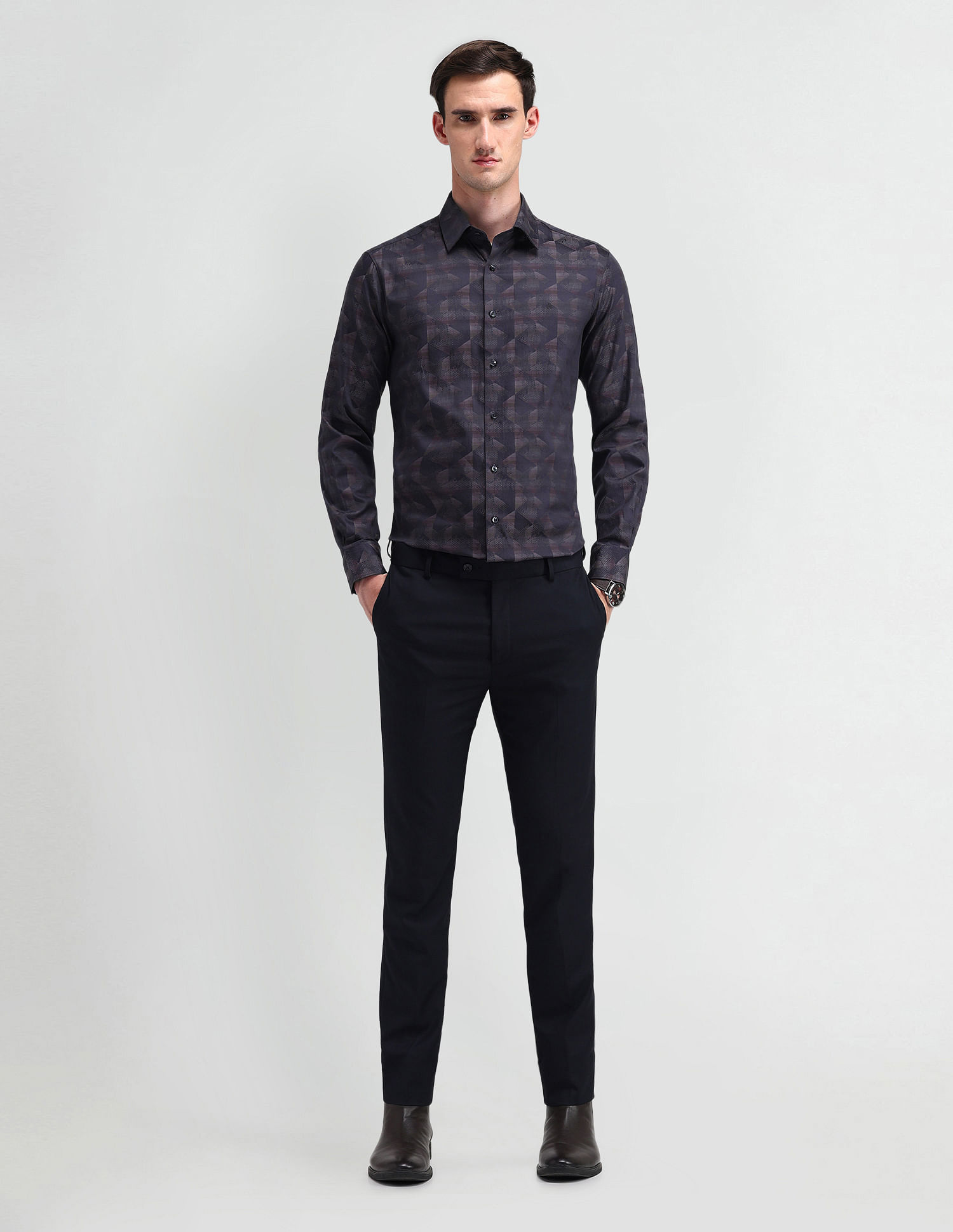 Arrow Manhattan Slim Fit All-over Print Shirt
