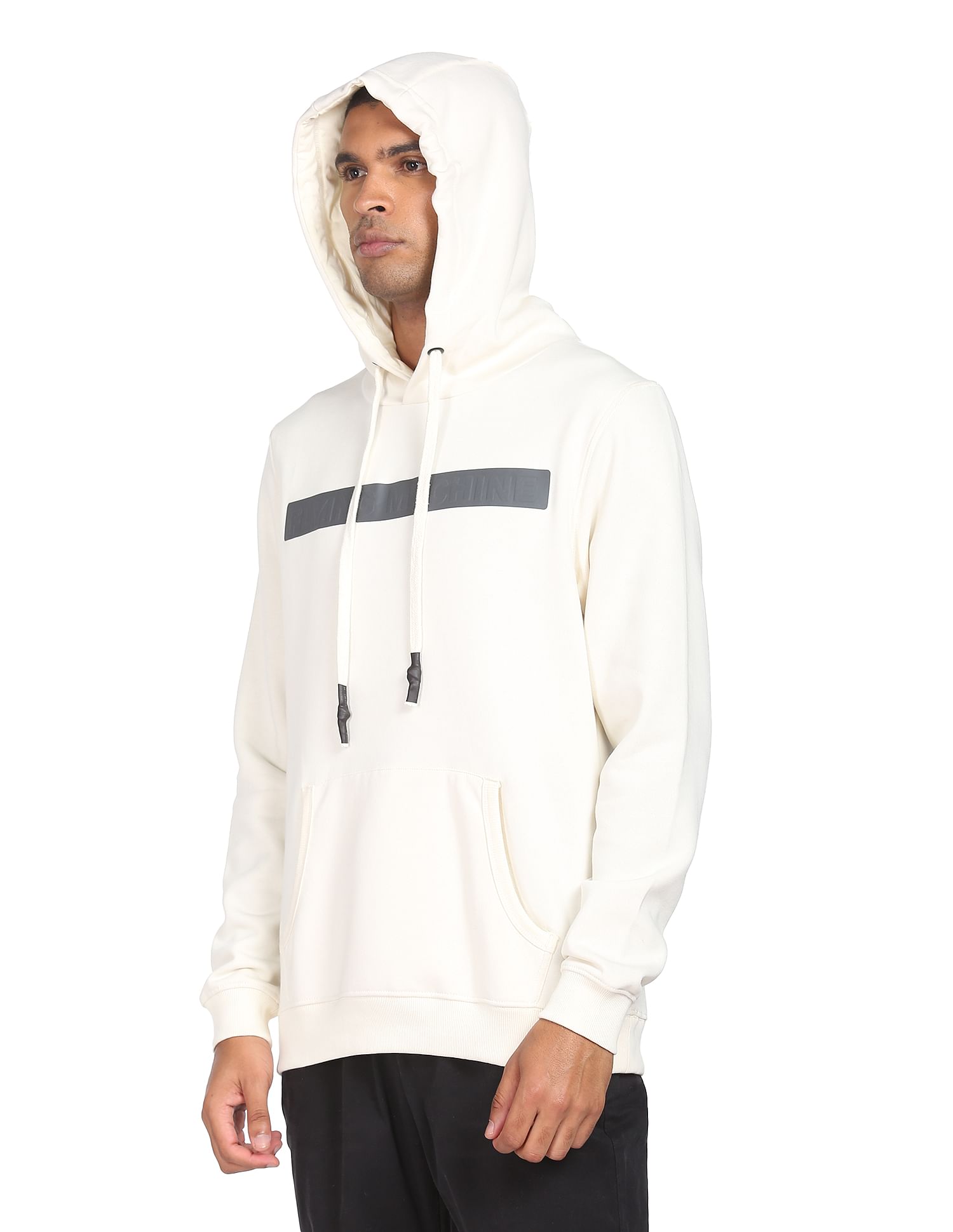 Flying Machine Embossed Logo Hooded Sweatshirt