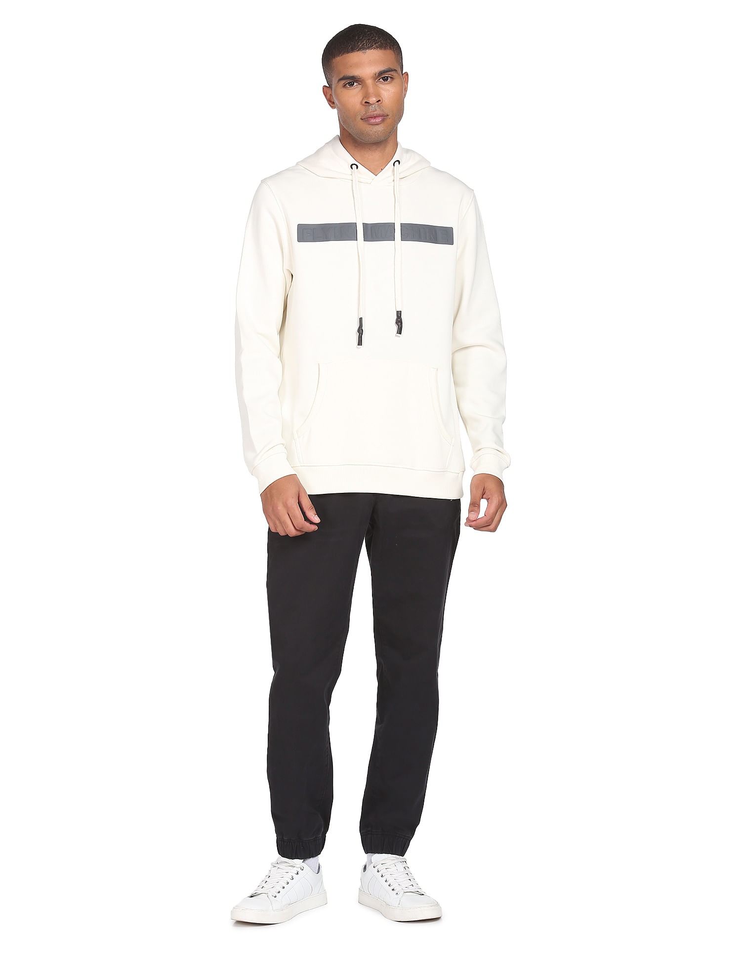 Flying Machine Embossed Logo Hooded Sweatshirt