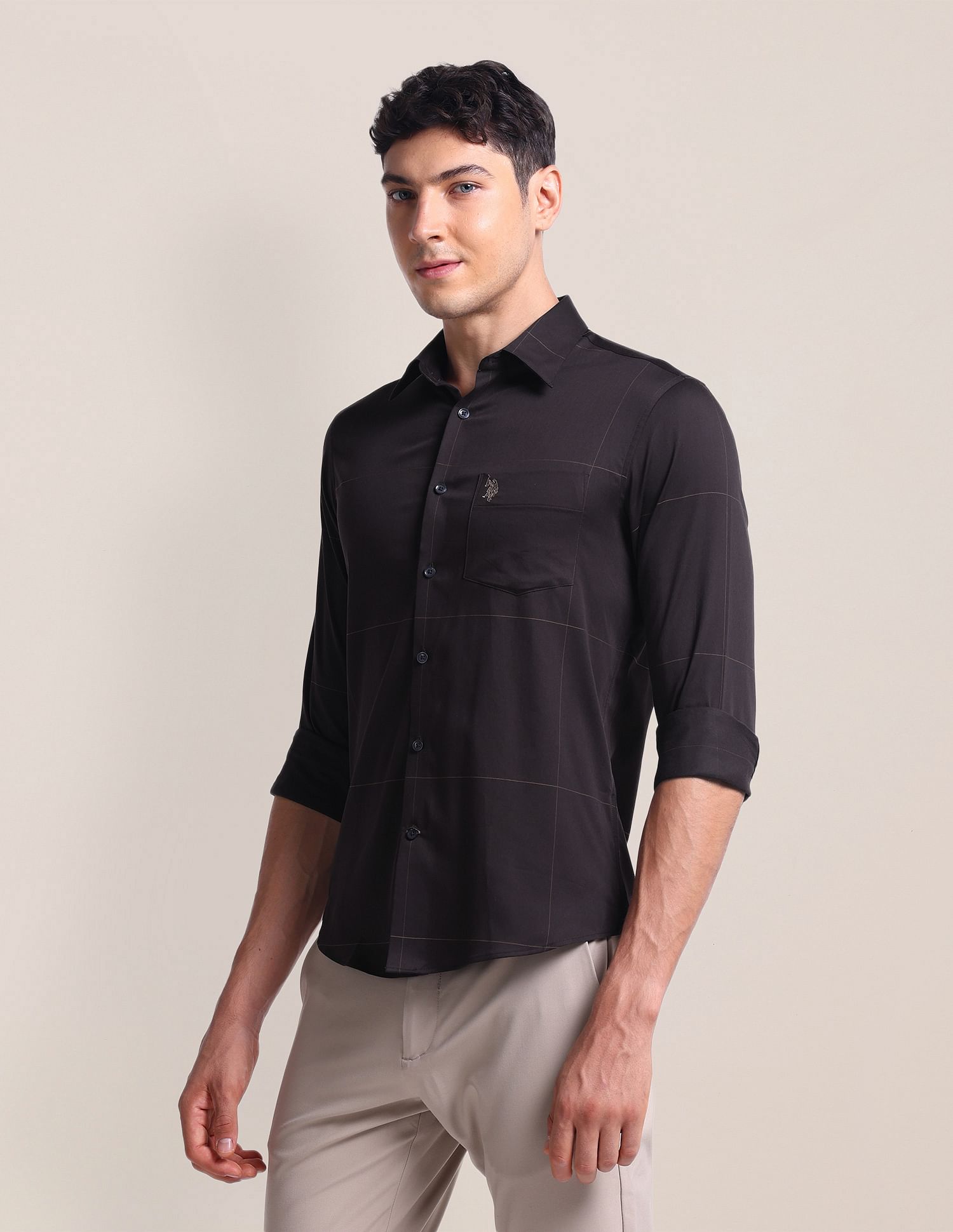 U.S. Polo Assn. Windowpane Check Twill Shirt