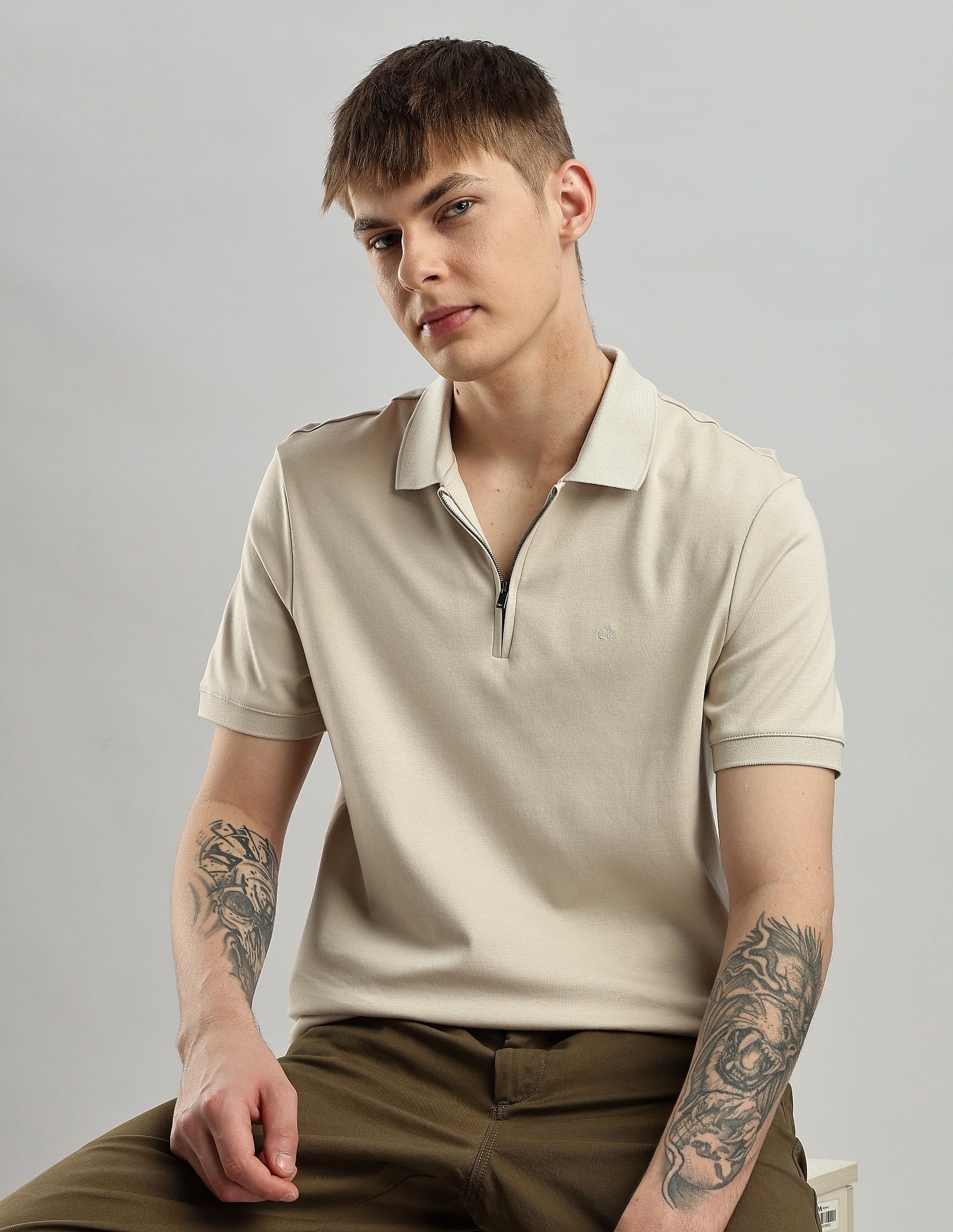Calvin Klein Jeans Solid Regular Fit Cotton Polo Shirt