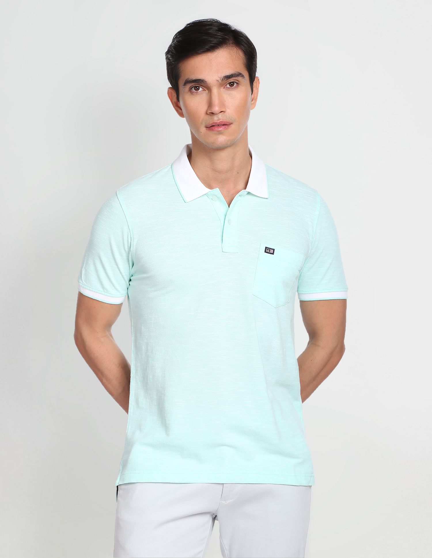 Arrow Sports Heathered Compact Cotton Polo Shirt