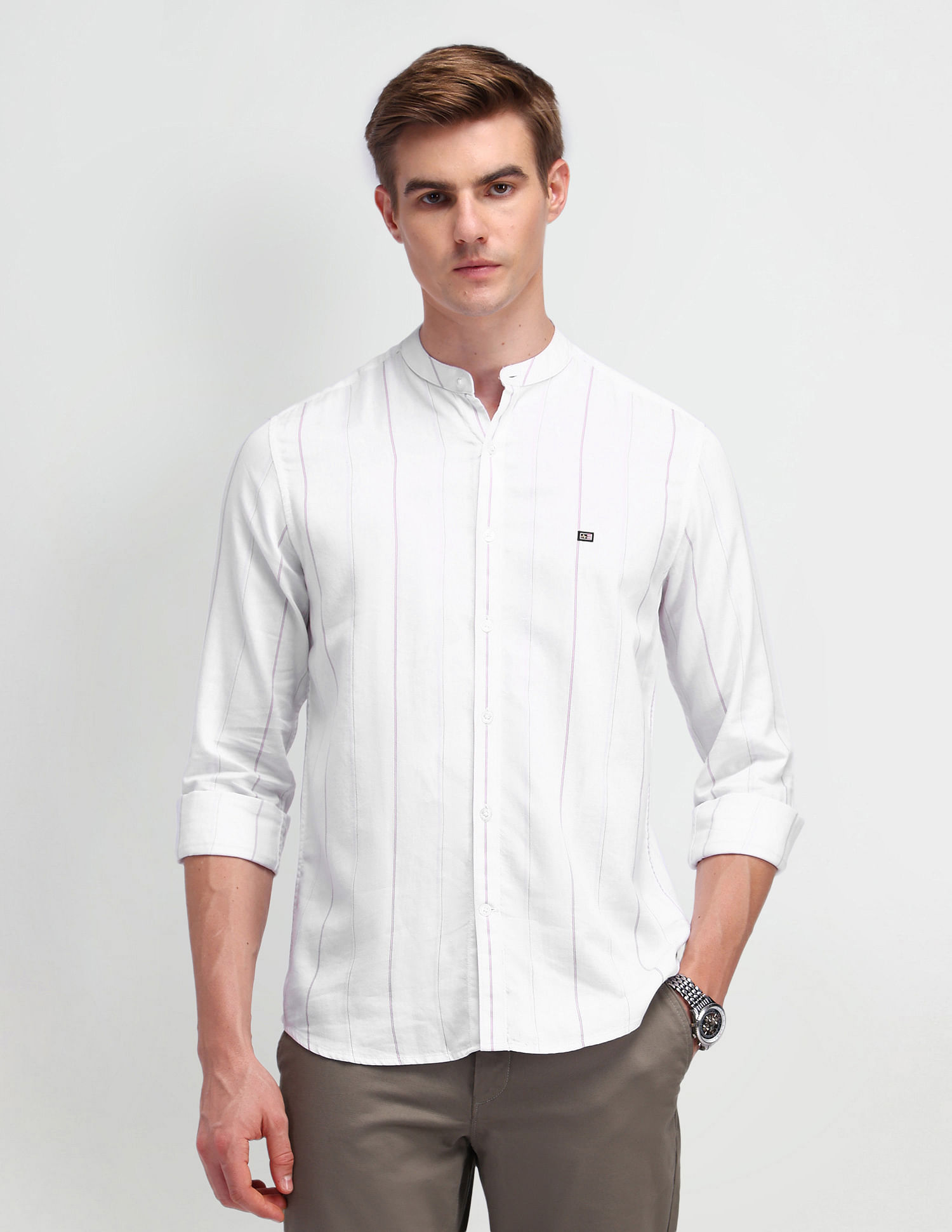 Arrow Sport Vertical Striped Slim Fit Shirt