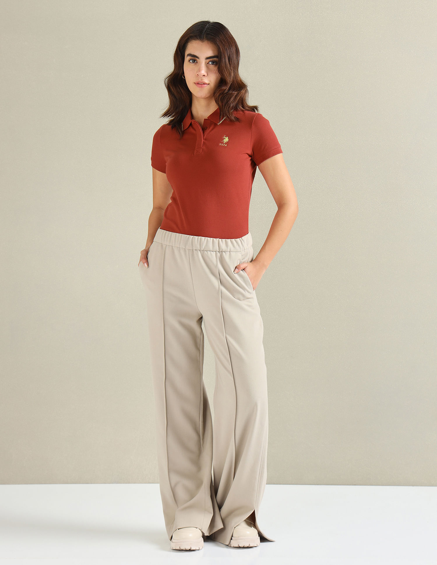 U.S. Polo Assn. Women Tipped Collar Pique Polo Shirt