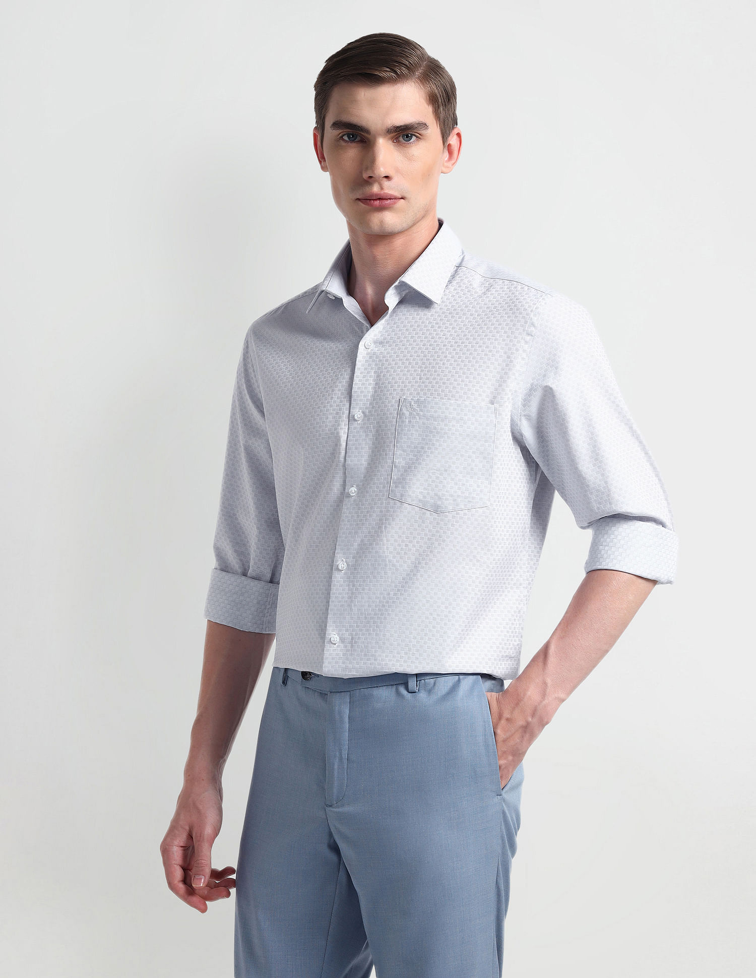 Arrow Liberty Classic Regular Self-design Shirt