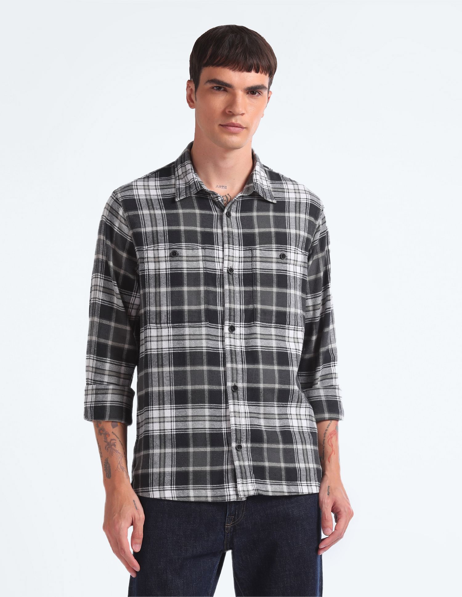 Flying Machine Tartan Check Relaxed Overshirt