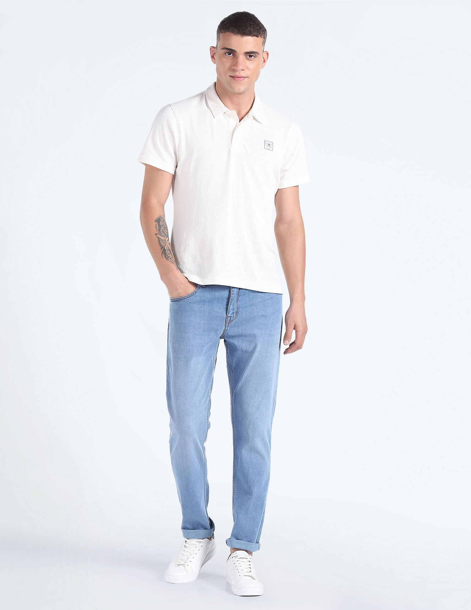 Flying Machine Stone Wash Slash Slim Tapered Jeans