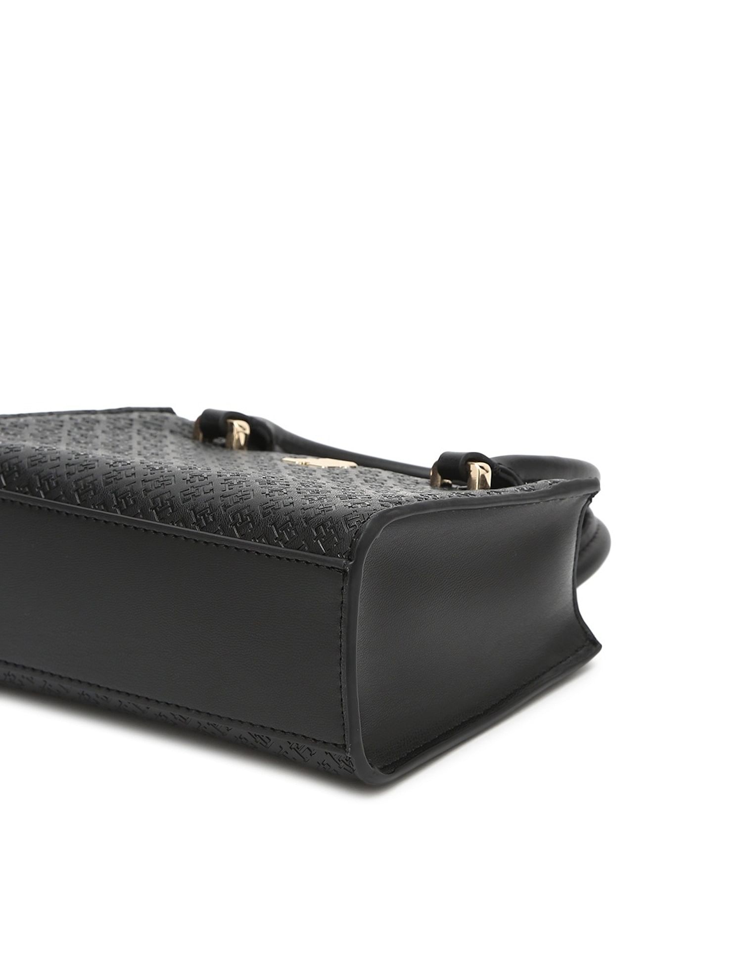Tommy Hilfiger Logo Black Pu Handbag