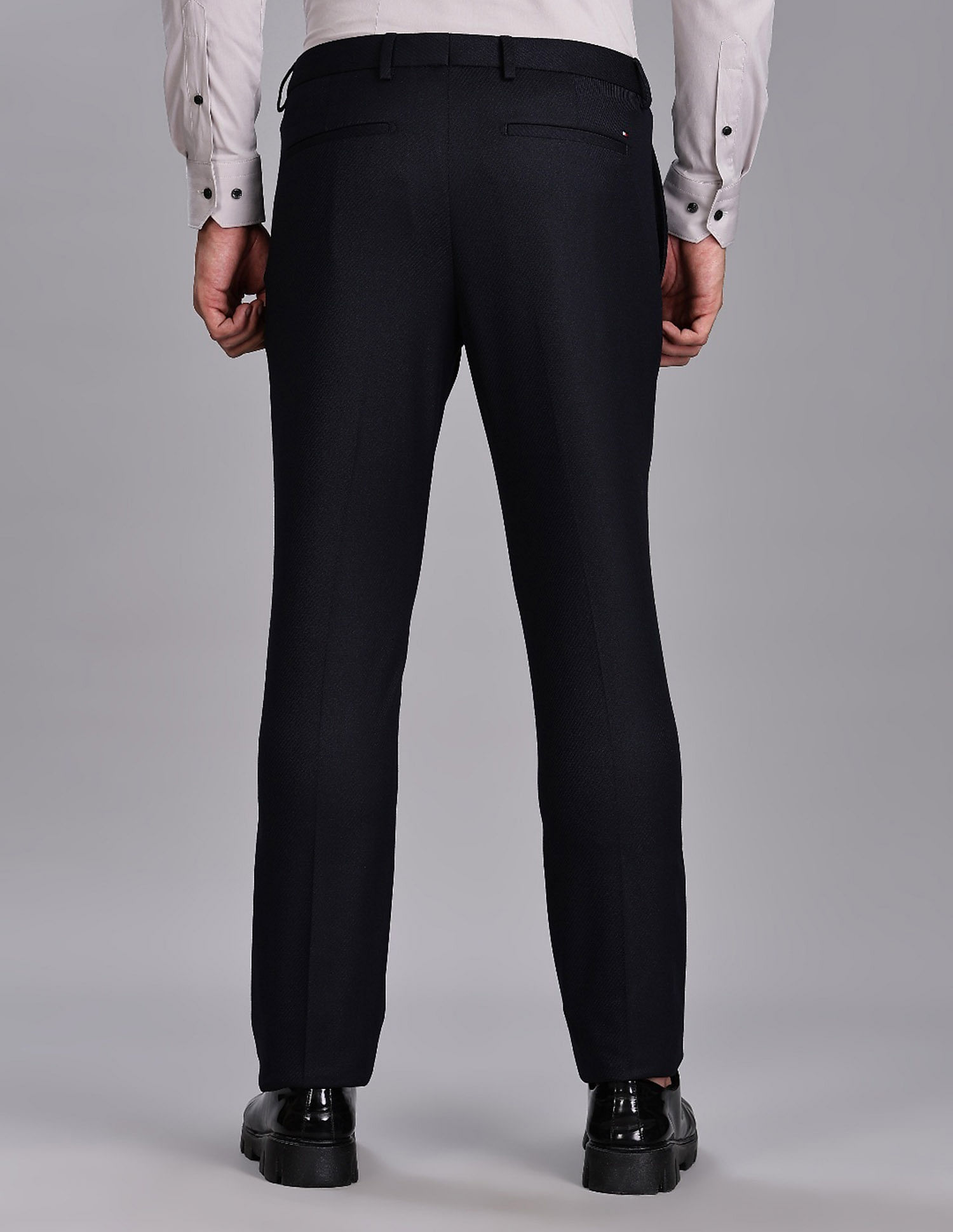 Tommy Hilfiger Regular-Fit Textured Mid Rise Trousers