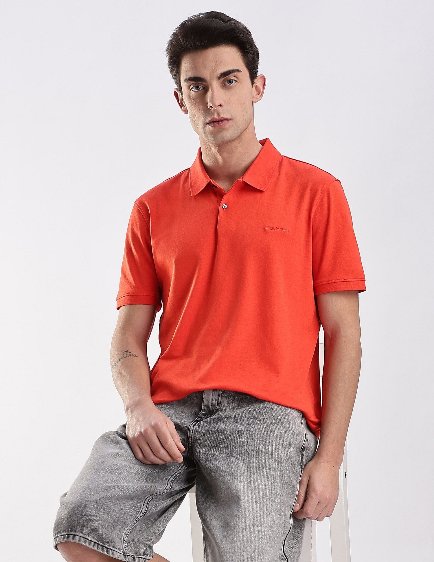 Calvin Klein Jeans Regular-Fit Solid Cotton Polo Shirt