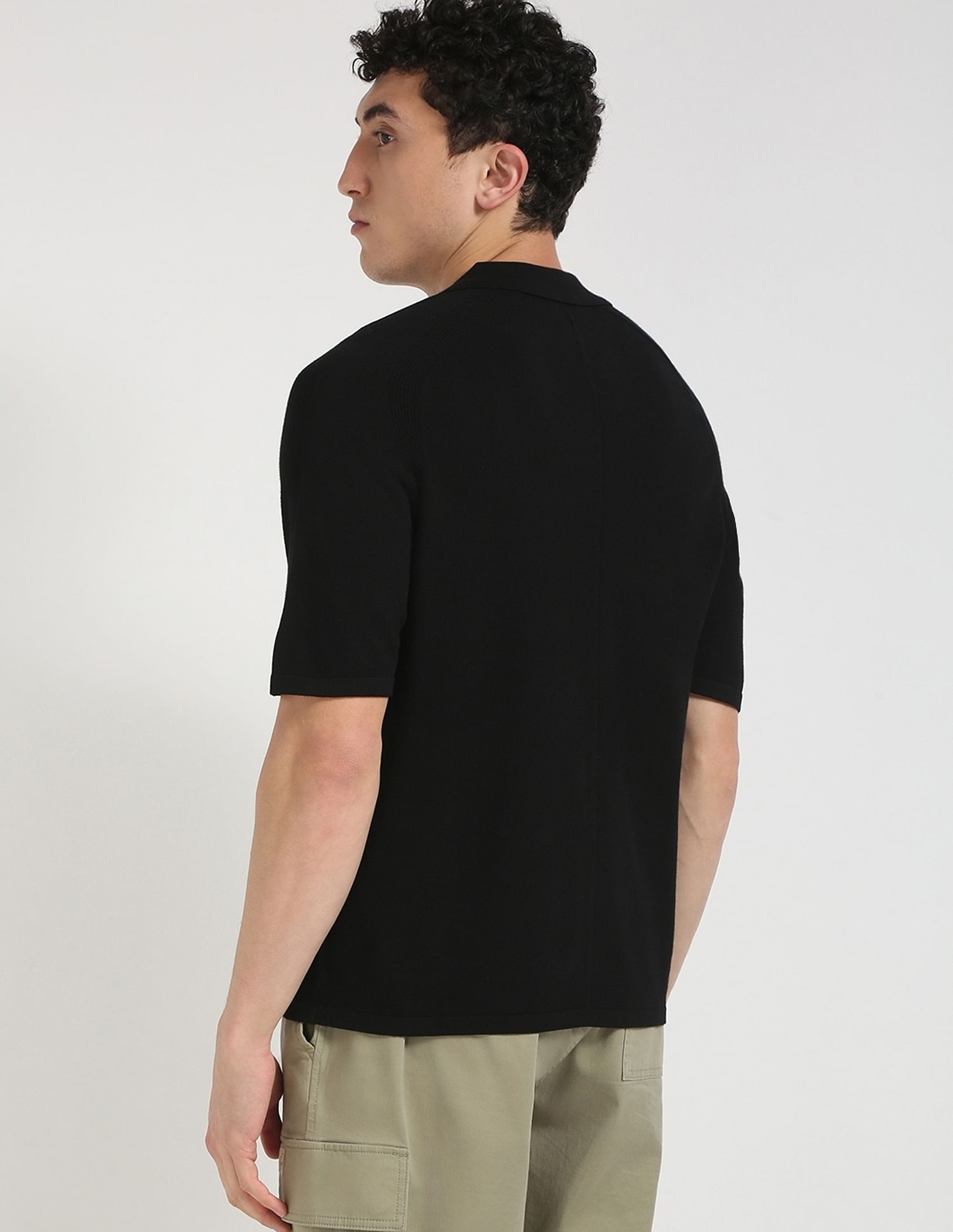 Calvin Klein Jeans Solid Regular-Fit Viscose Polo T-Shirt