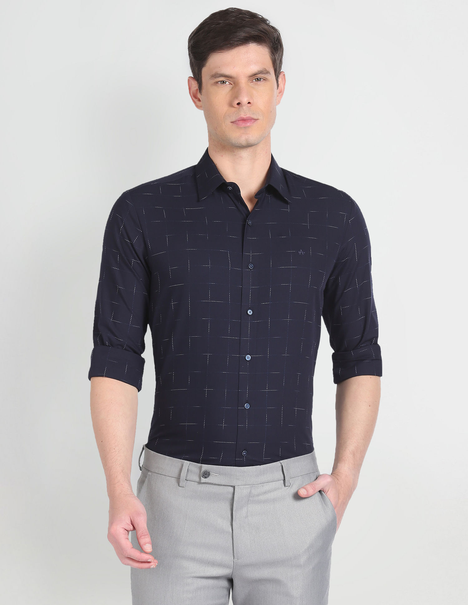 Arrow Newyork Windowpane Check Twill Shirt