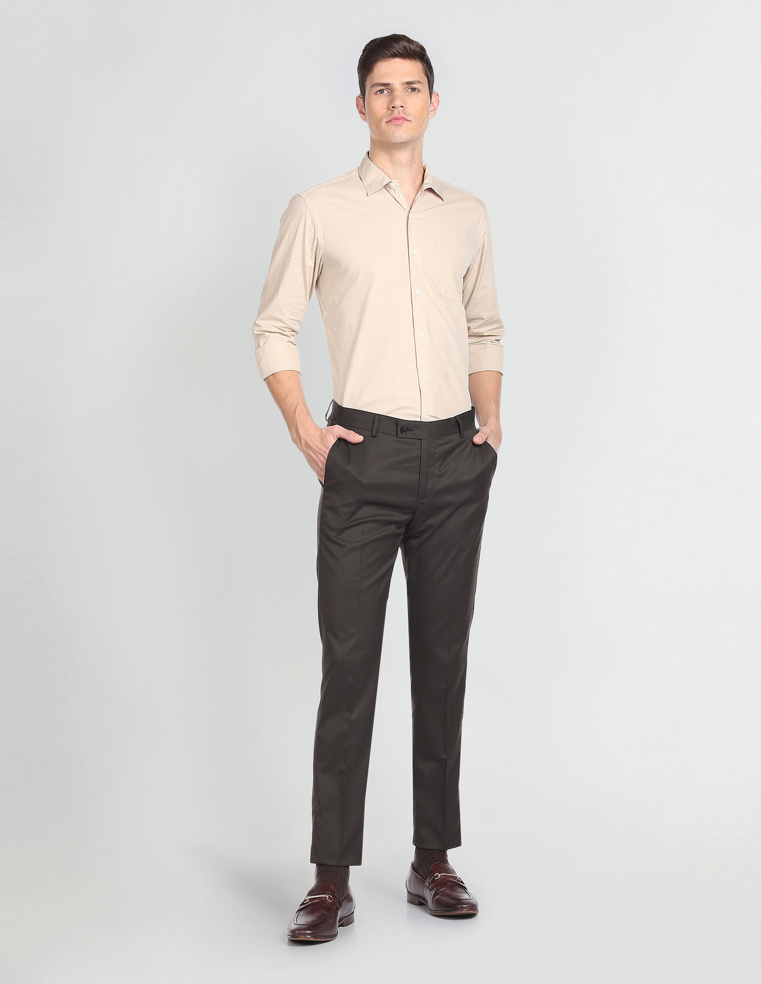Arrow Solid Dobby Formal Trousers