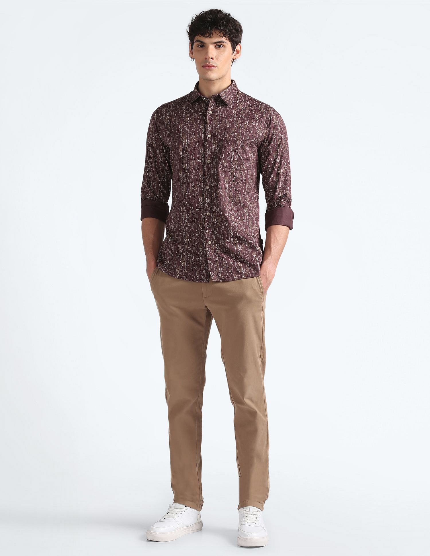 Flying Machine Twill Cotton Shirt