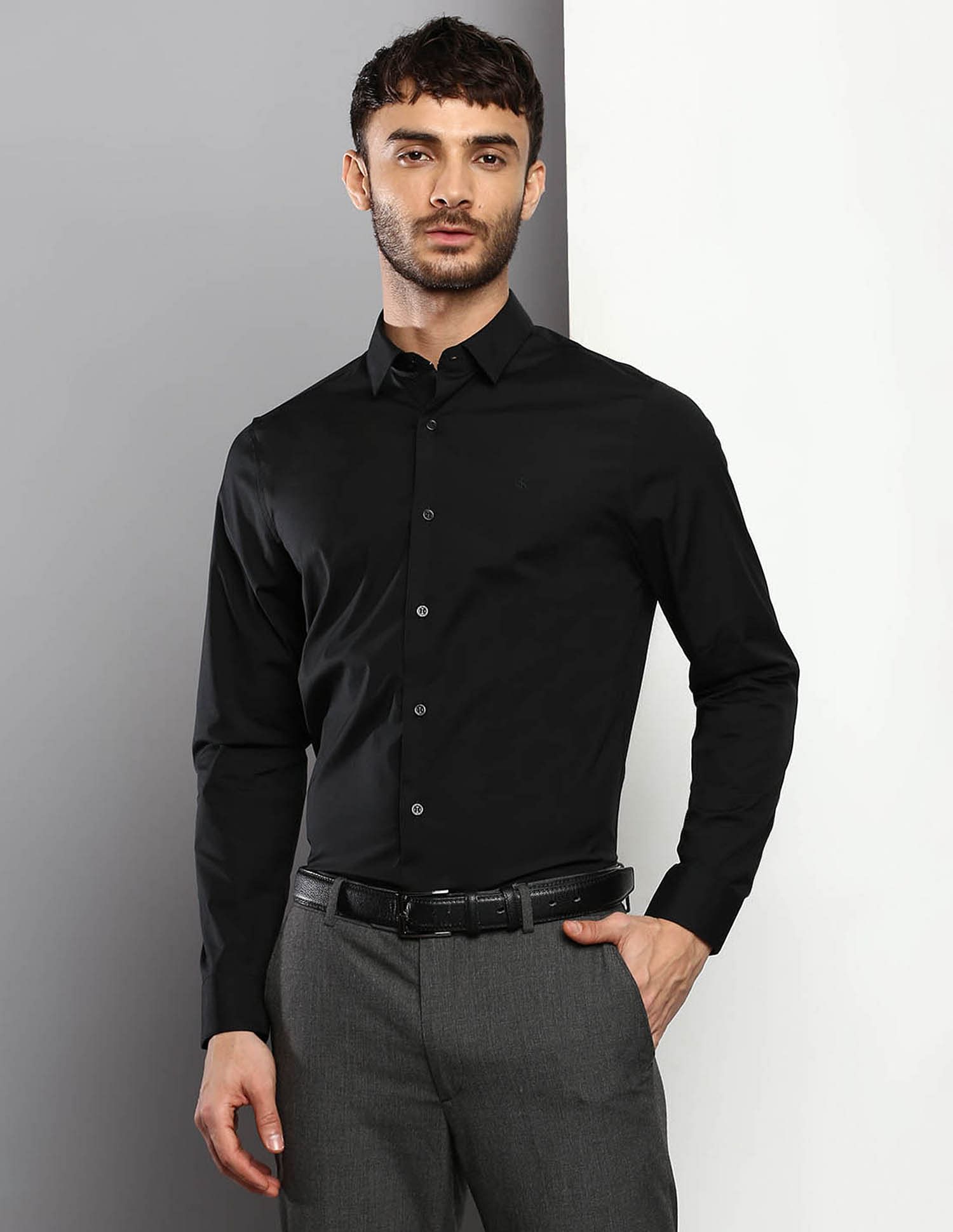 Calvin Klein Jeans Stretch Poplin Slim Fit Casual Shirt