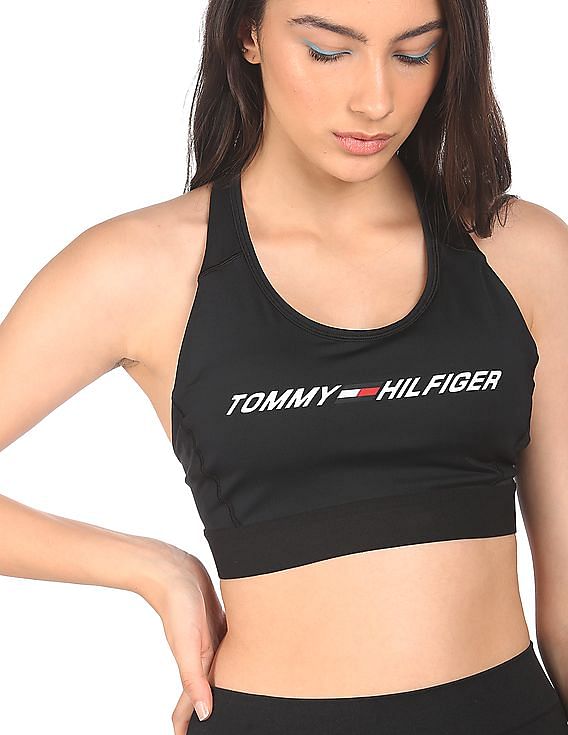 Buy Tommy Hilfiger Women Black Brand Print Racerback Bra - NNNOW.com