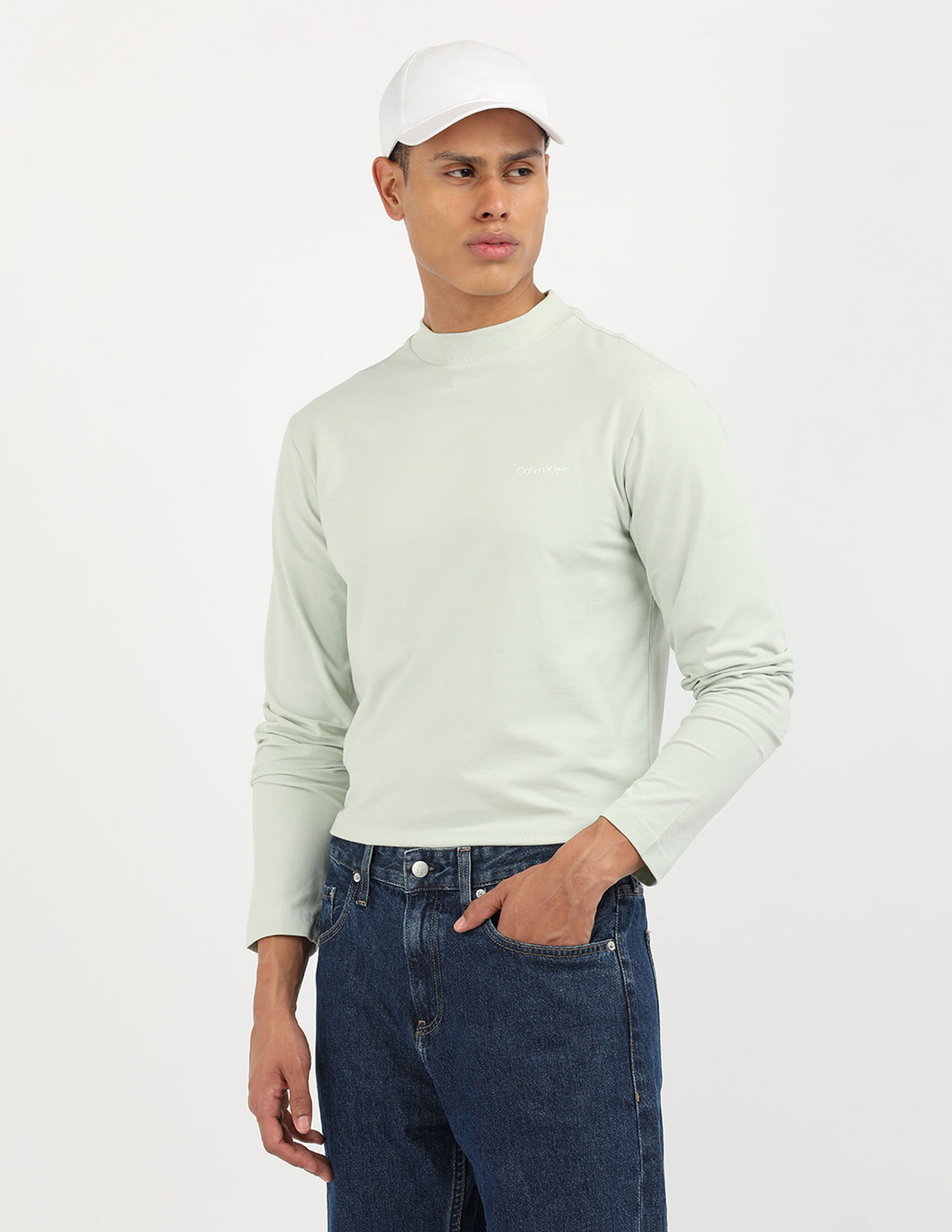 Buy Calvin Klein Jeans Micro Logo Long Sleeve Mock Neck T