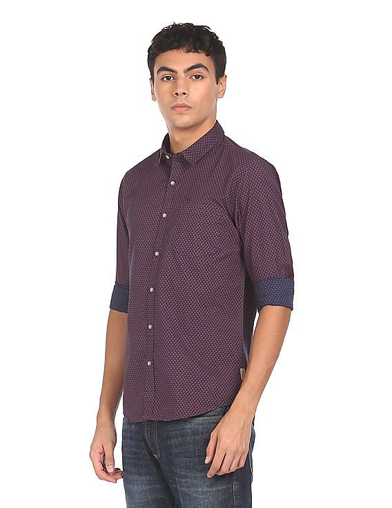 Flying Machine Printed Cotton Casual Shirt