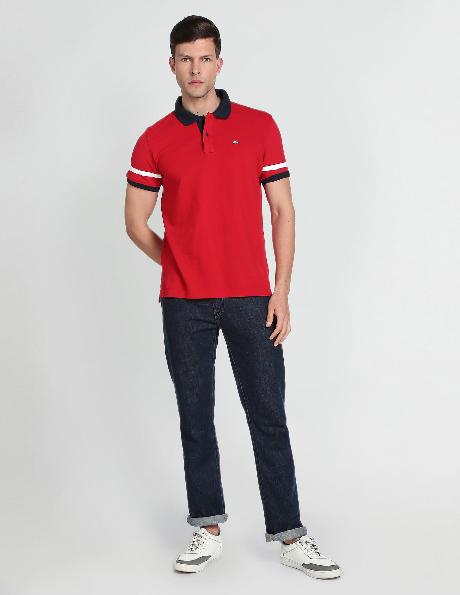 Arrow Sports Contrast Collar Polo Shirt