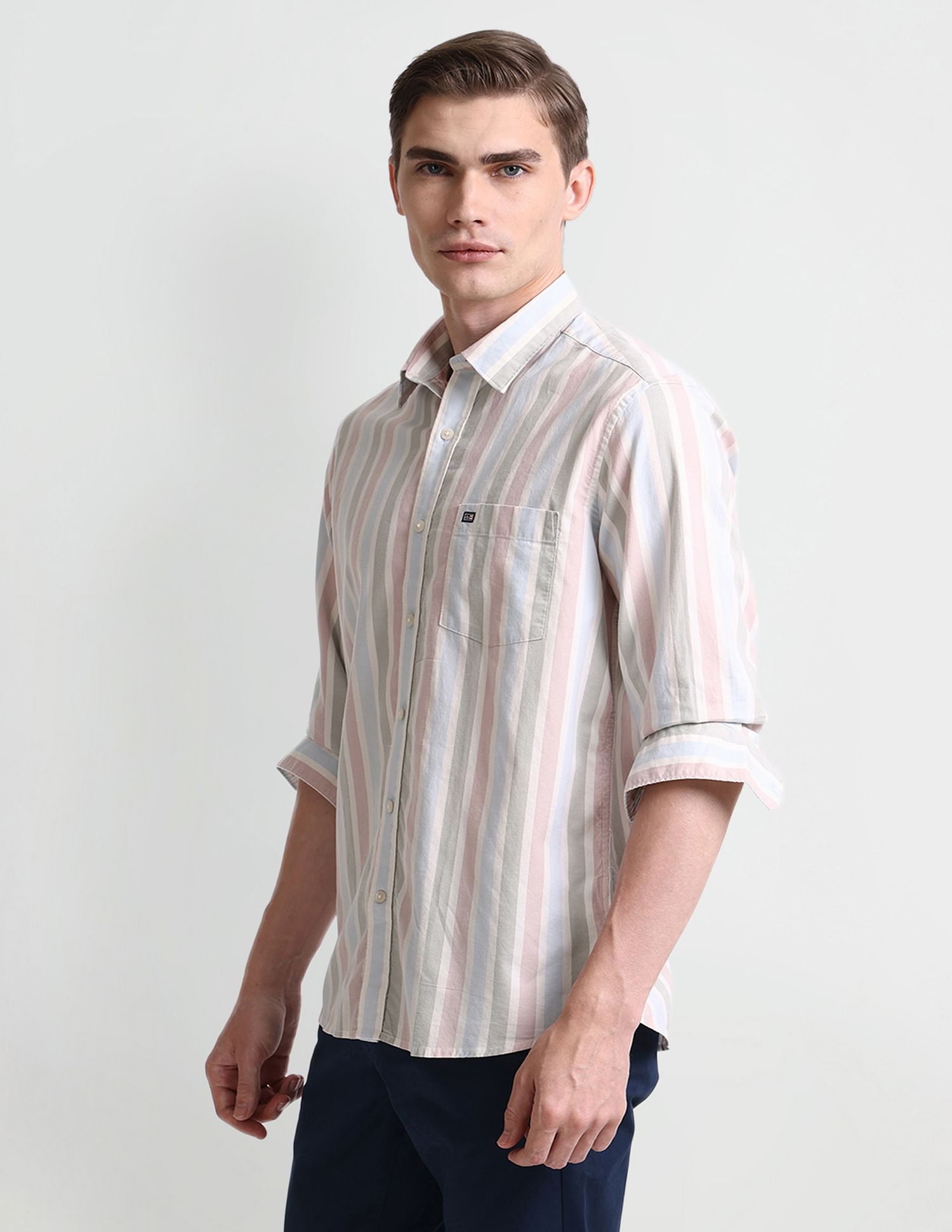 Arrow Sport Vertical Stripes Cotton Shirt